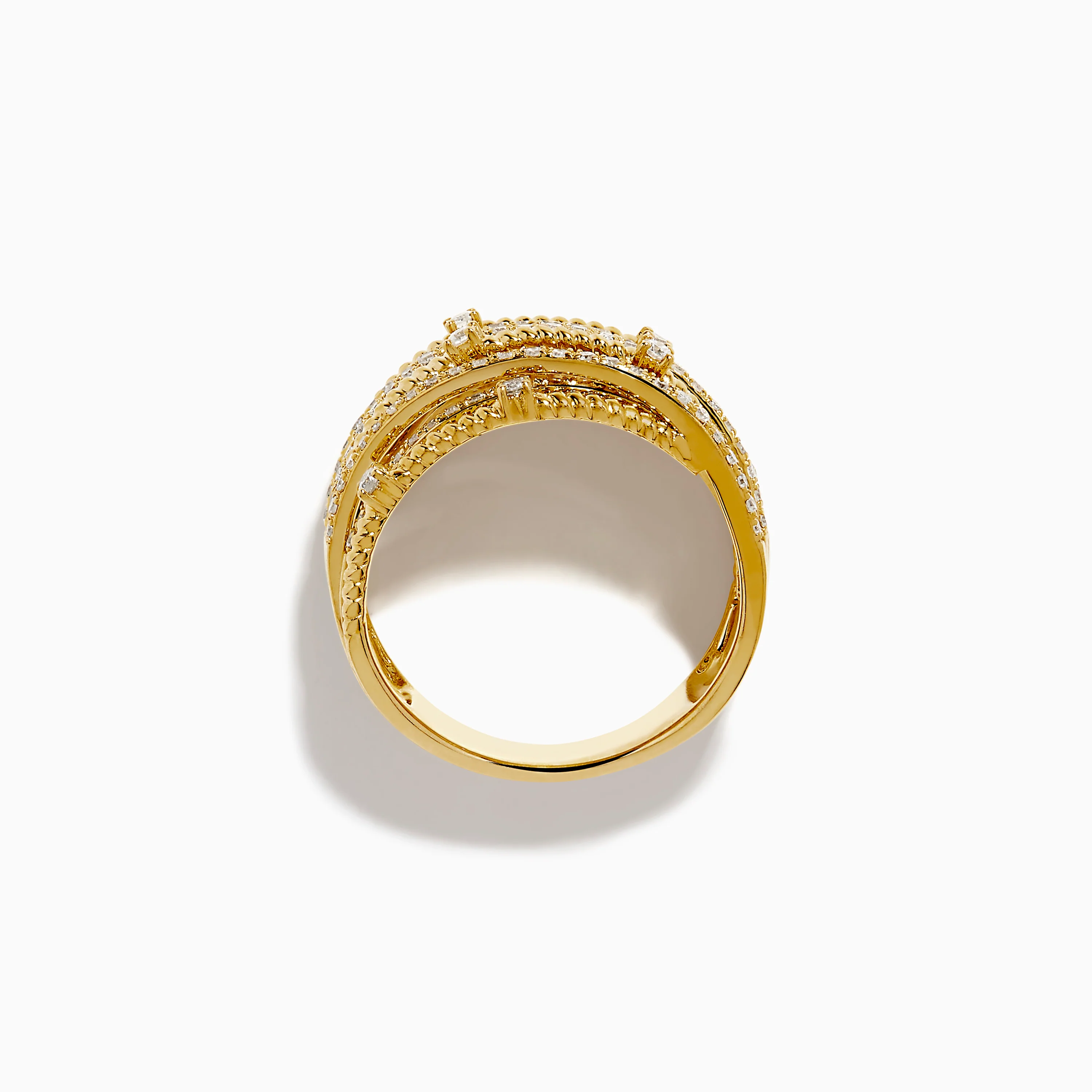 14K Yellow Gold Diamond Statement Crossover Ring - Image 3