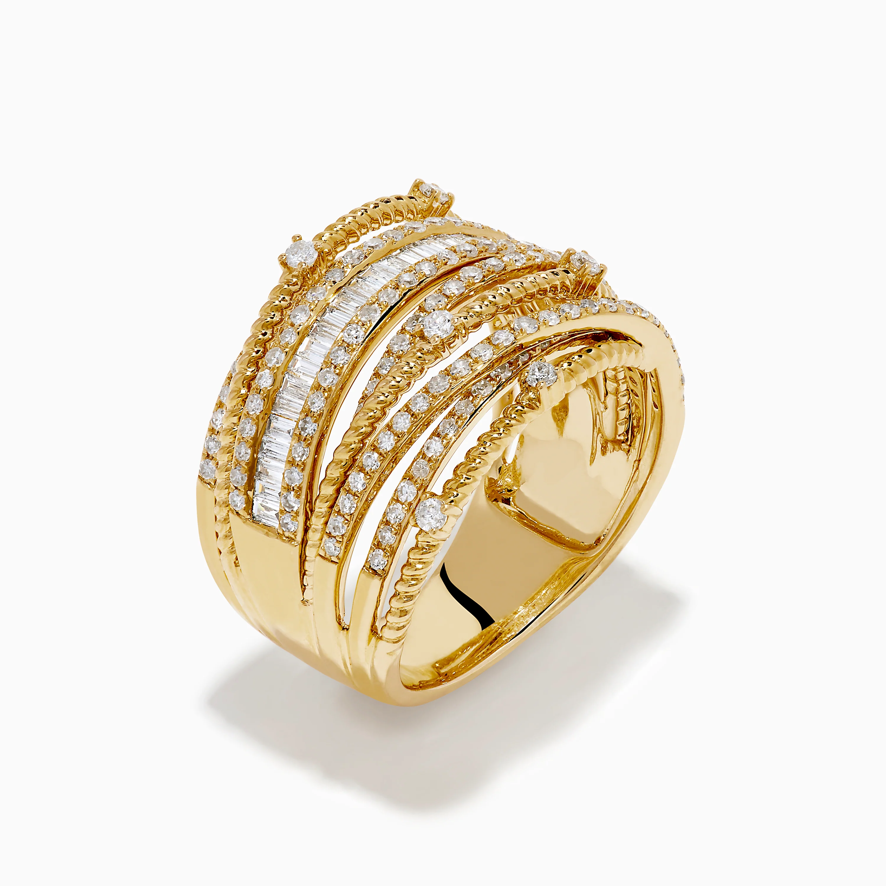 14K Yellow Gold Diamond Statement Crossover Ring - Image 4