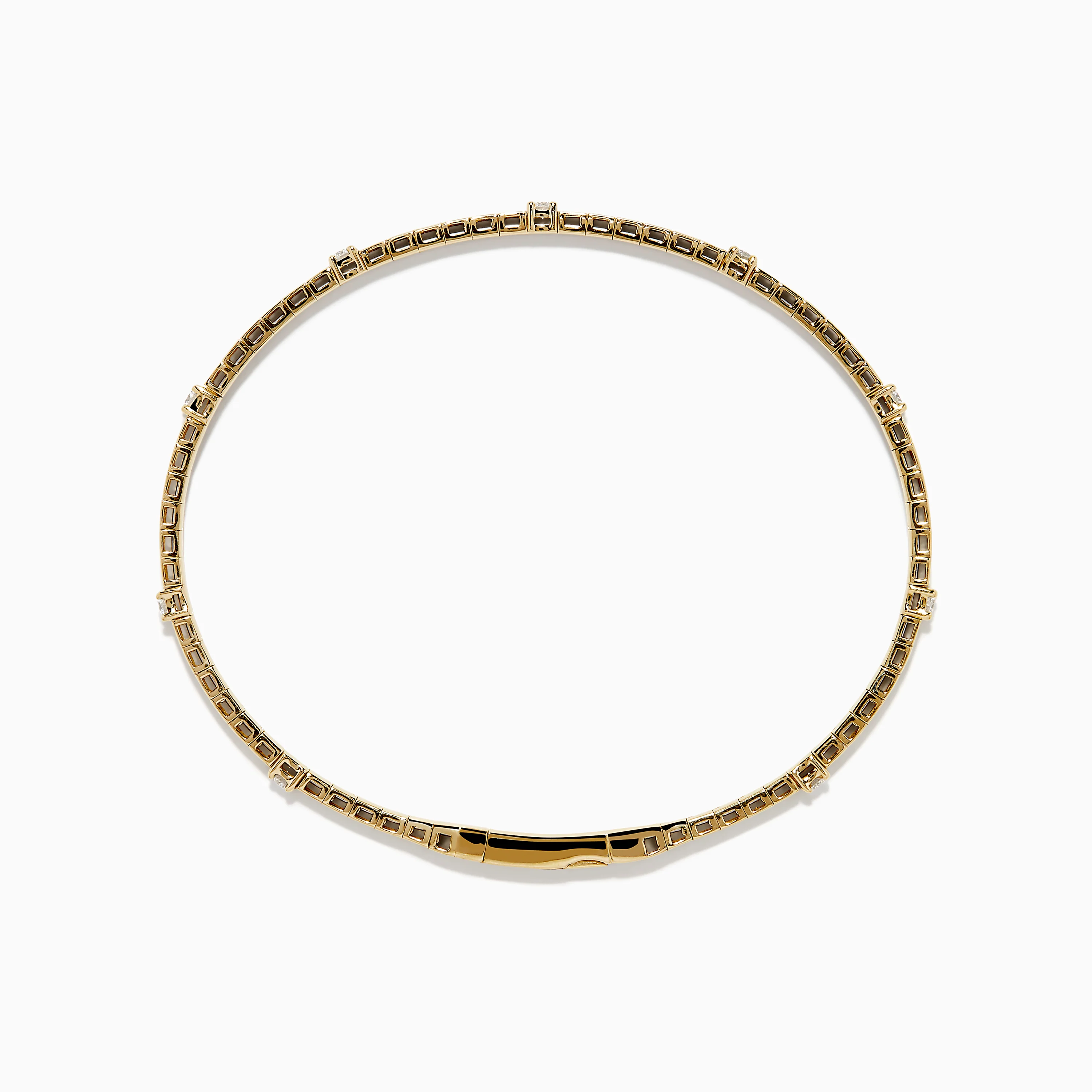 14K Yellow Gold Diamond Station Flexible Bangle - Image 3