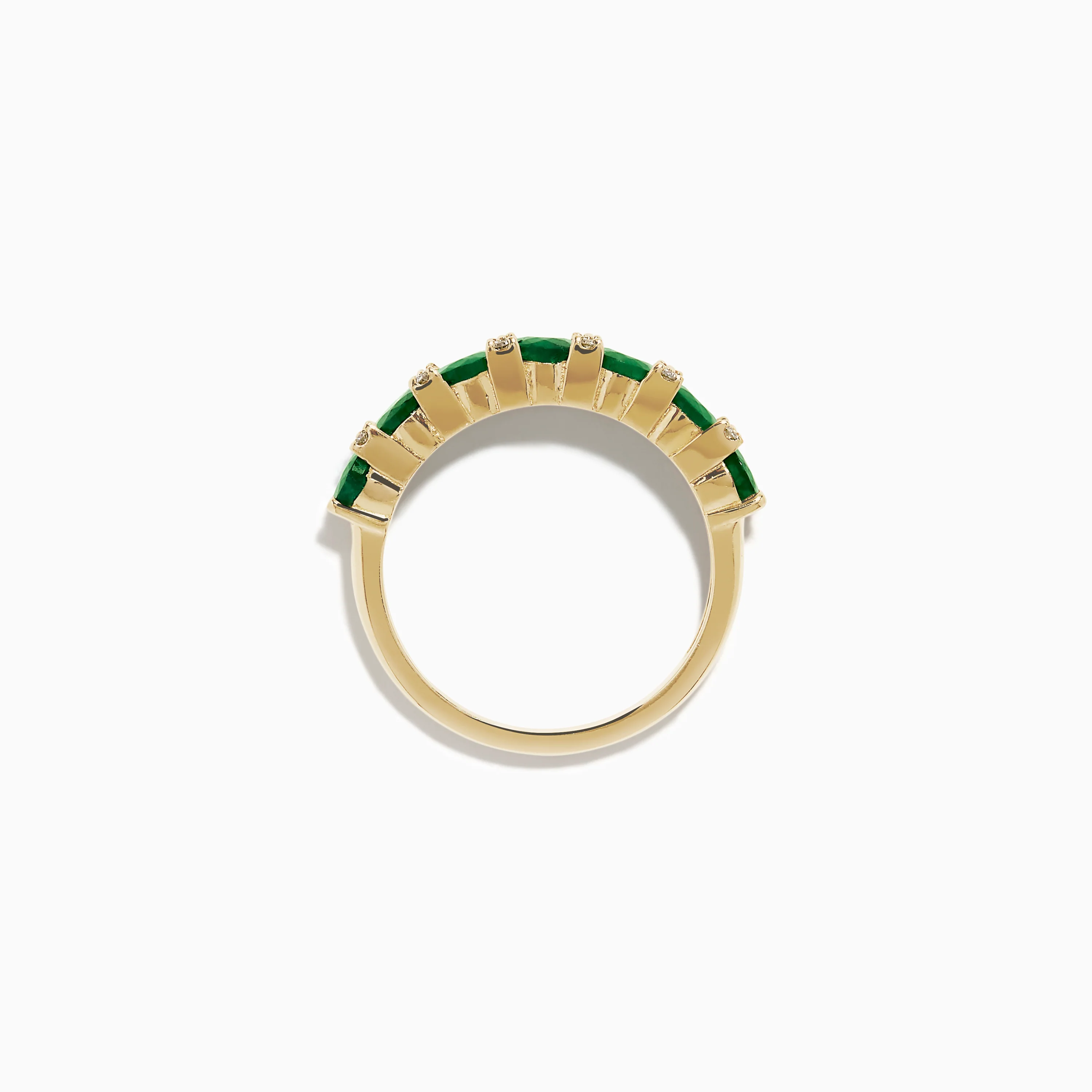 14K Yellow Gold Emerald and Diamond Band - Image 3