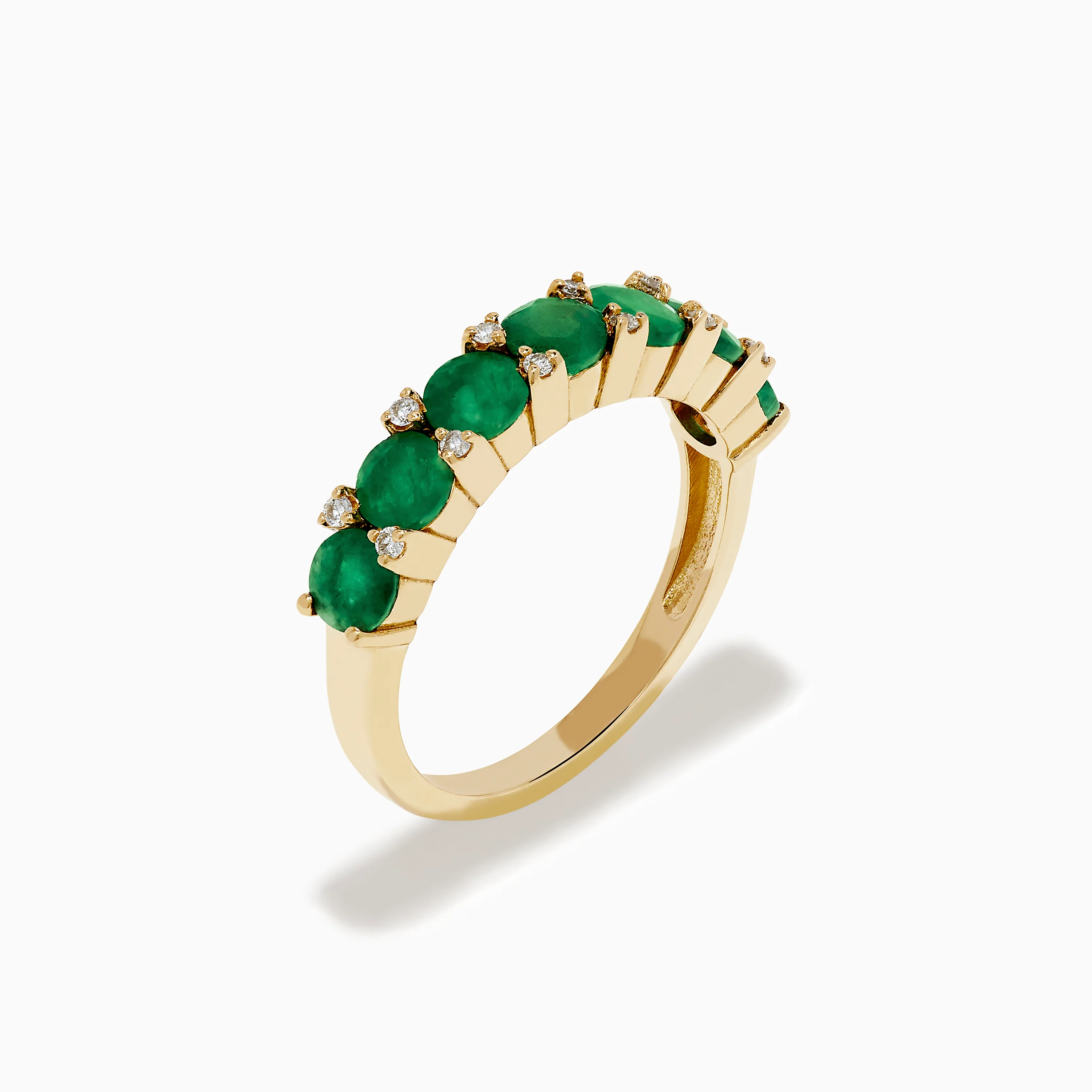 14K Yellow Gold Emerald and Diamond Band - Image 4