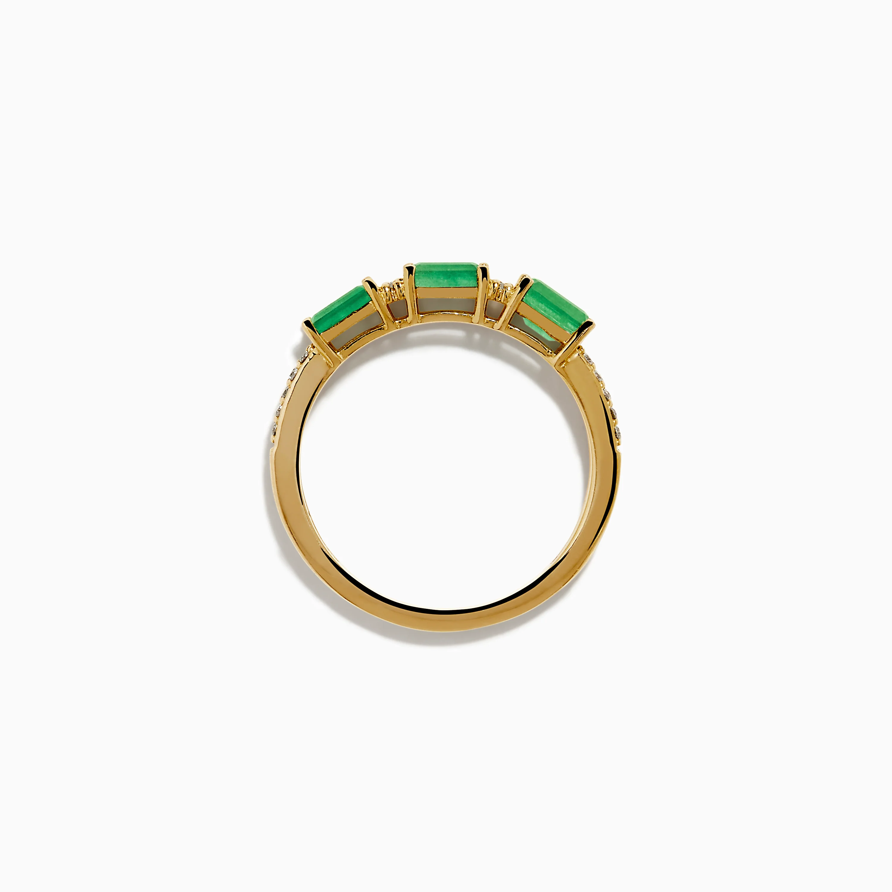 14K Yellow Gold Emerald and Diamond Band - Image 3