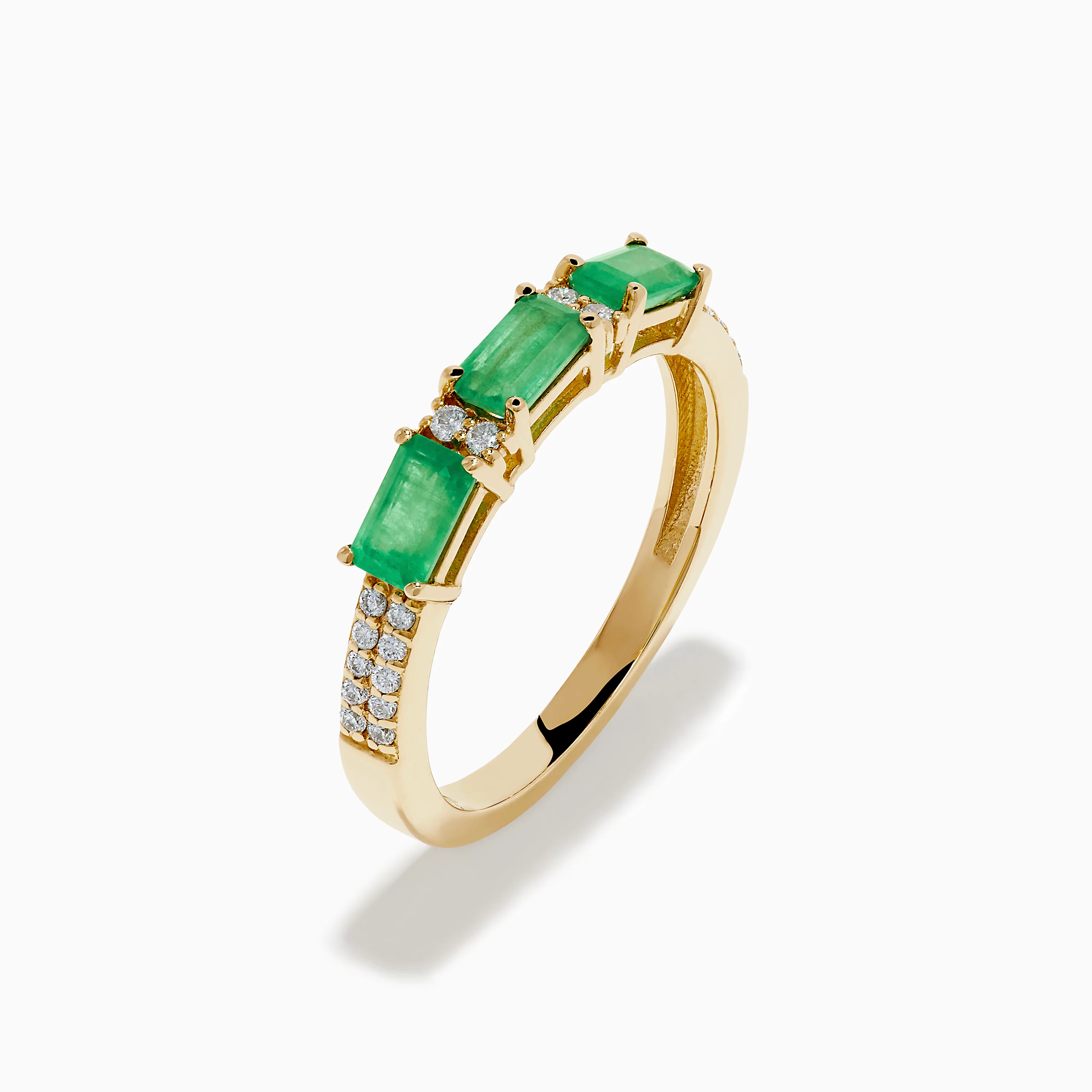 14K Yellow Gold Emerald and Diamond Band - Image 4