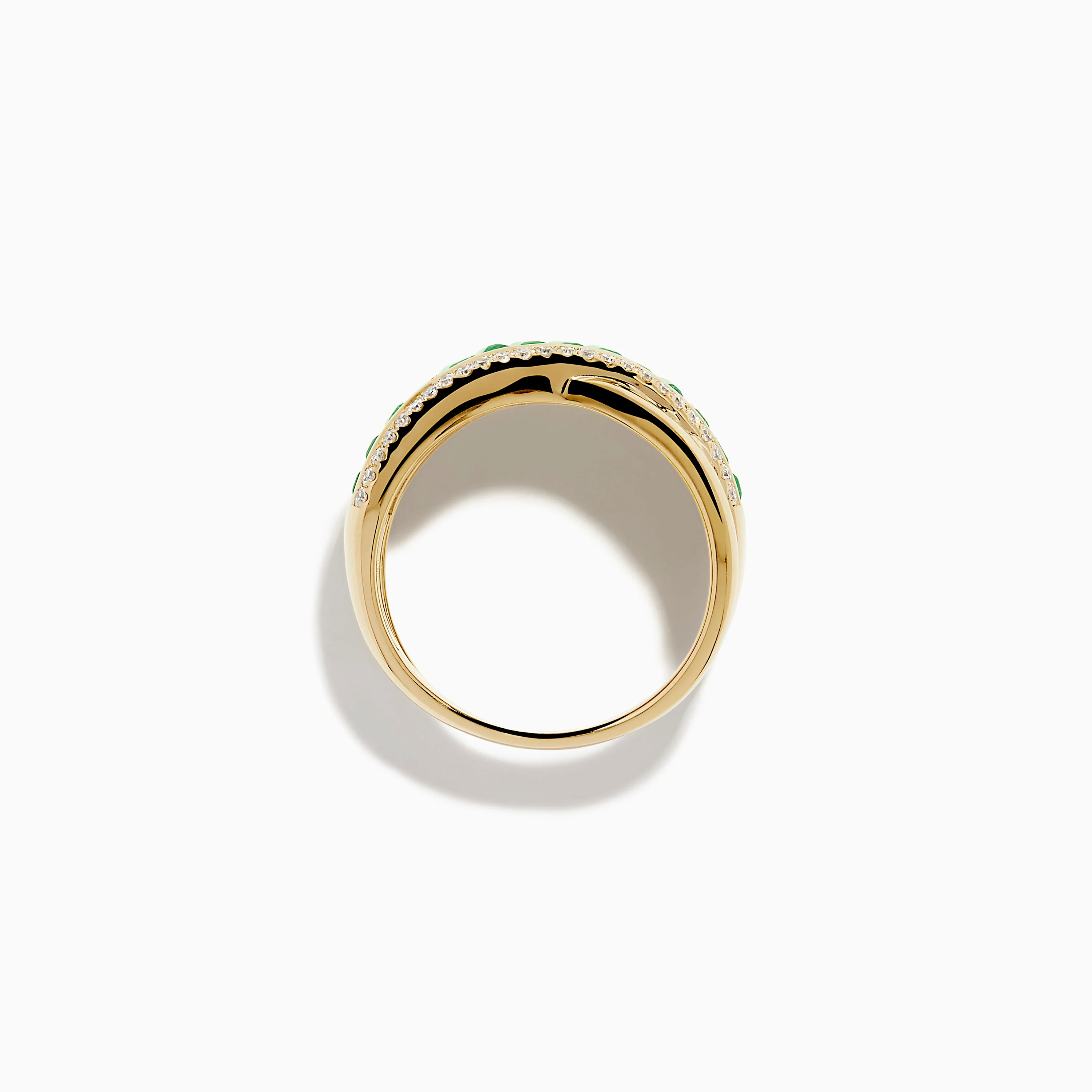 14K Yellow Gold Emerald and Diamond Crossover Ring - Image 3