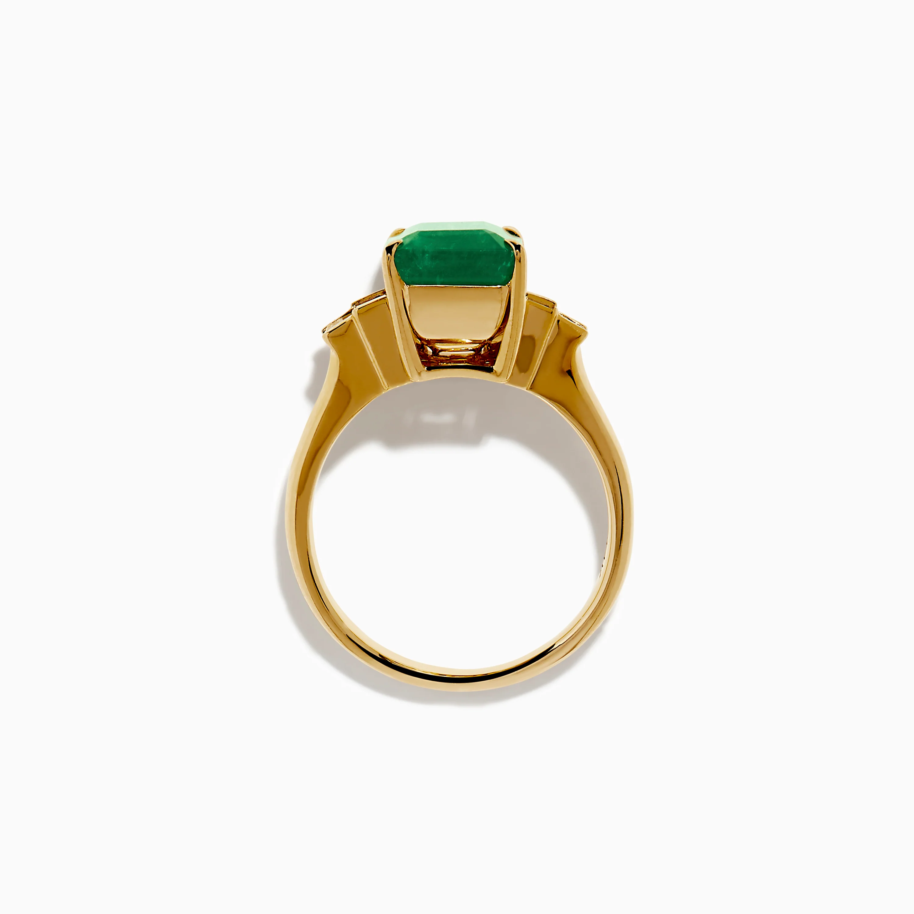 14K Yellow Gold Emerald and Diamond Solitaire Ring - Image 3