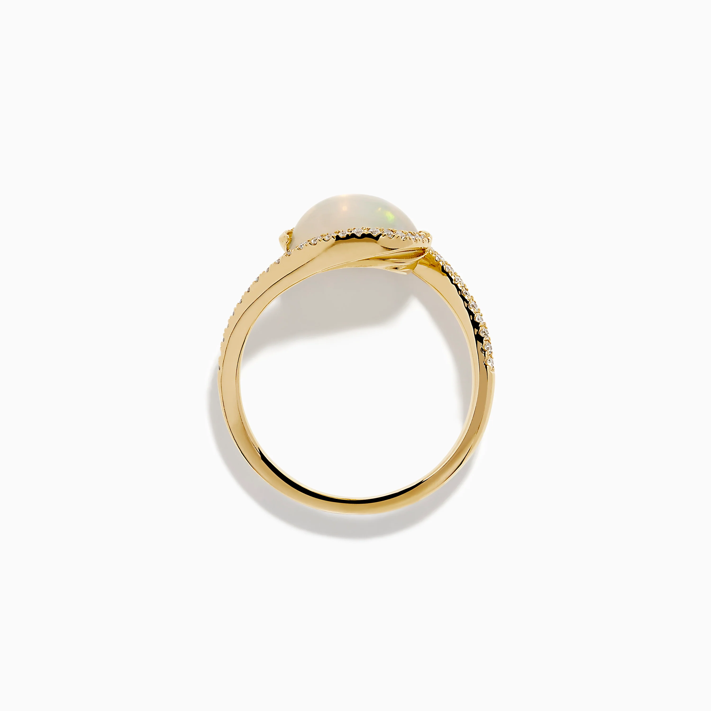 14K Yellow Gold Ethiopian Opal and Diamond Swirl Ring - Image 3