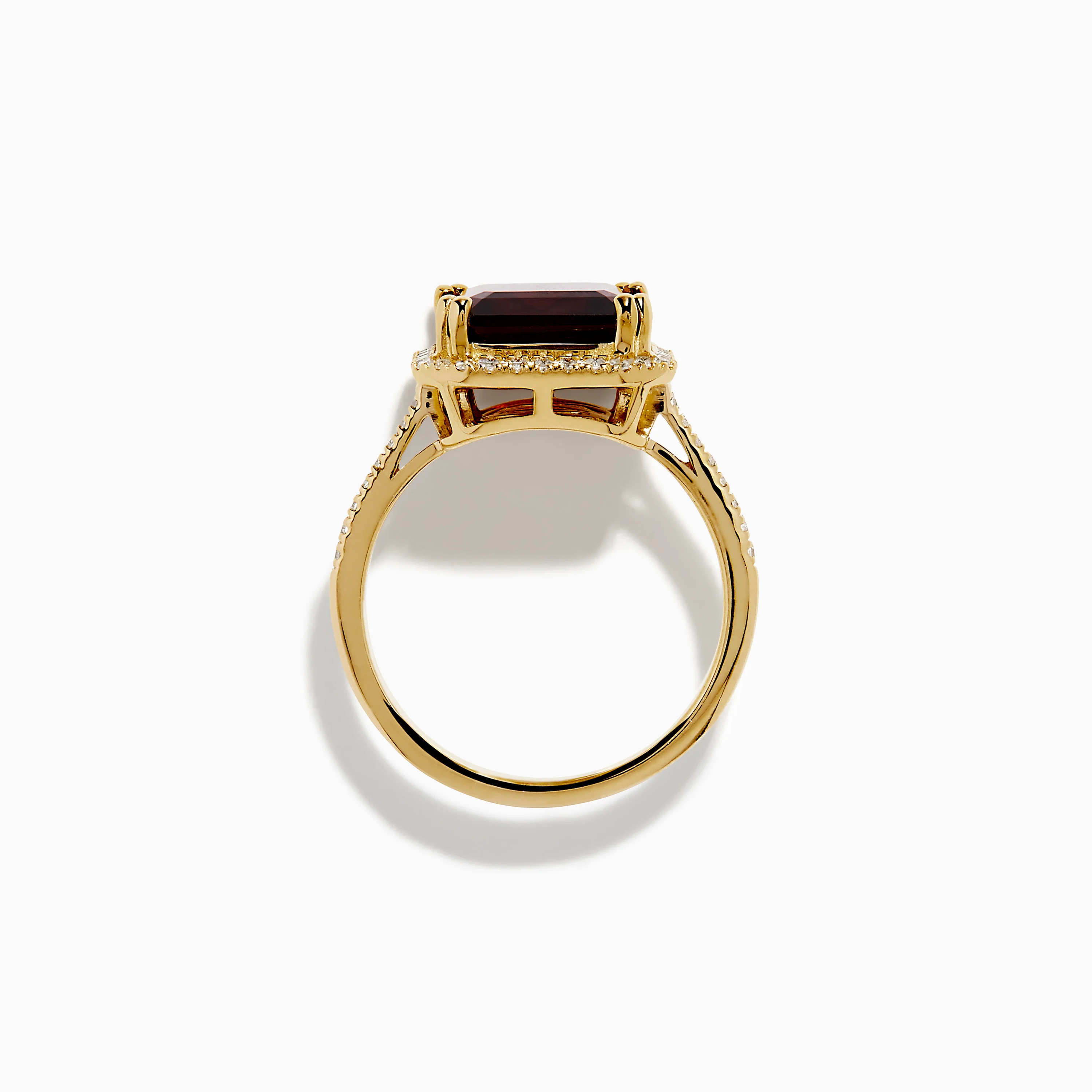14K Yellow Gold Garnet and Diamond Halo Cocktail Ring - Image 3