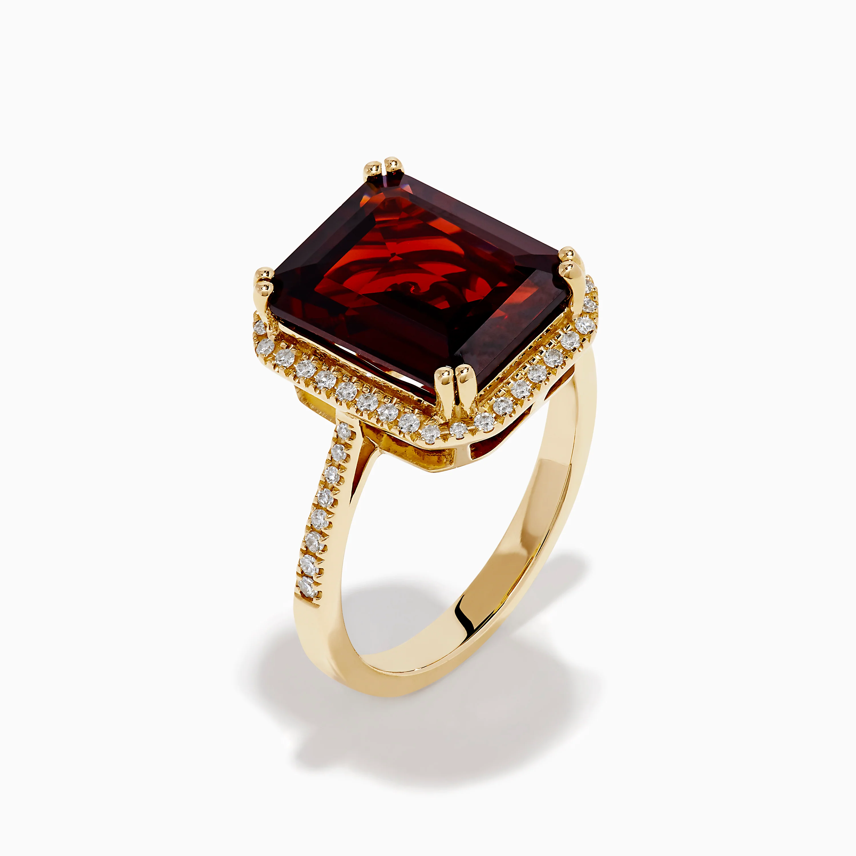 14K Yellow Gold Garnet and Diamond Halo Cocktail Ring - Image 4