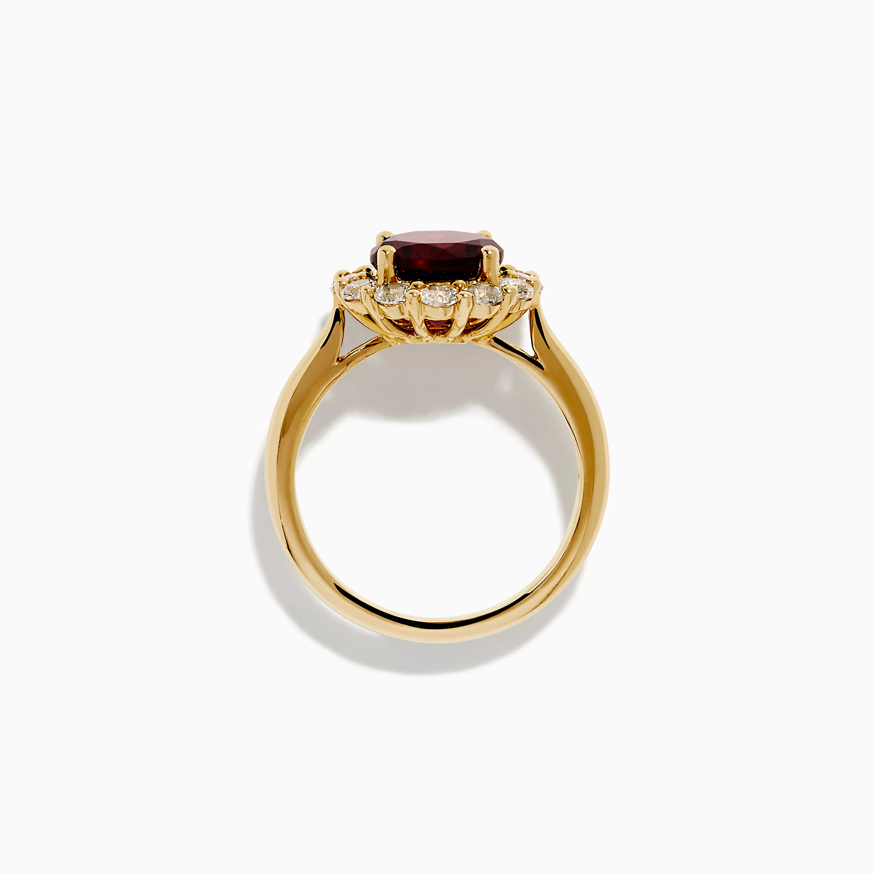 14K Yellow Gold Garnet and White Sapphire Halo Ring - Image 3