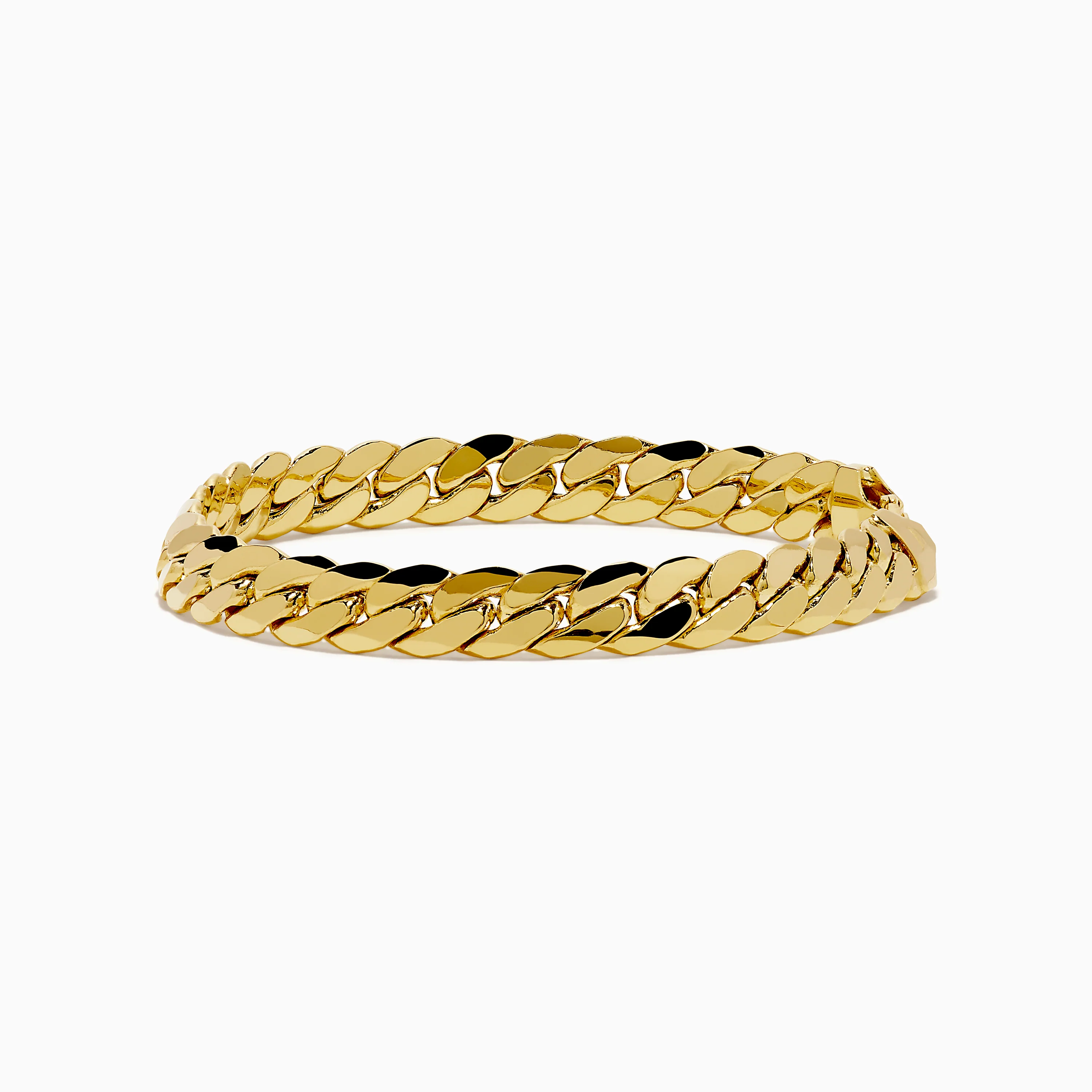 14K Yellow Gold Hollow Cuban Chain Bracelet - Image 3