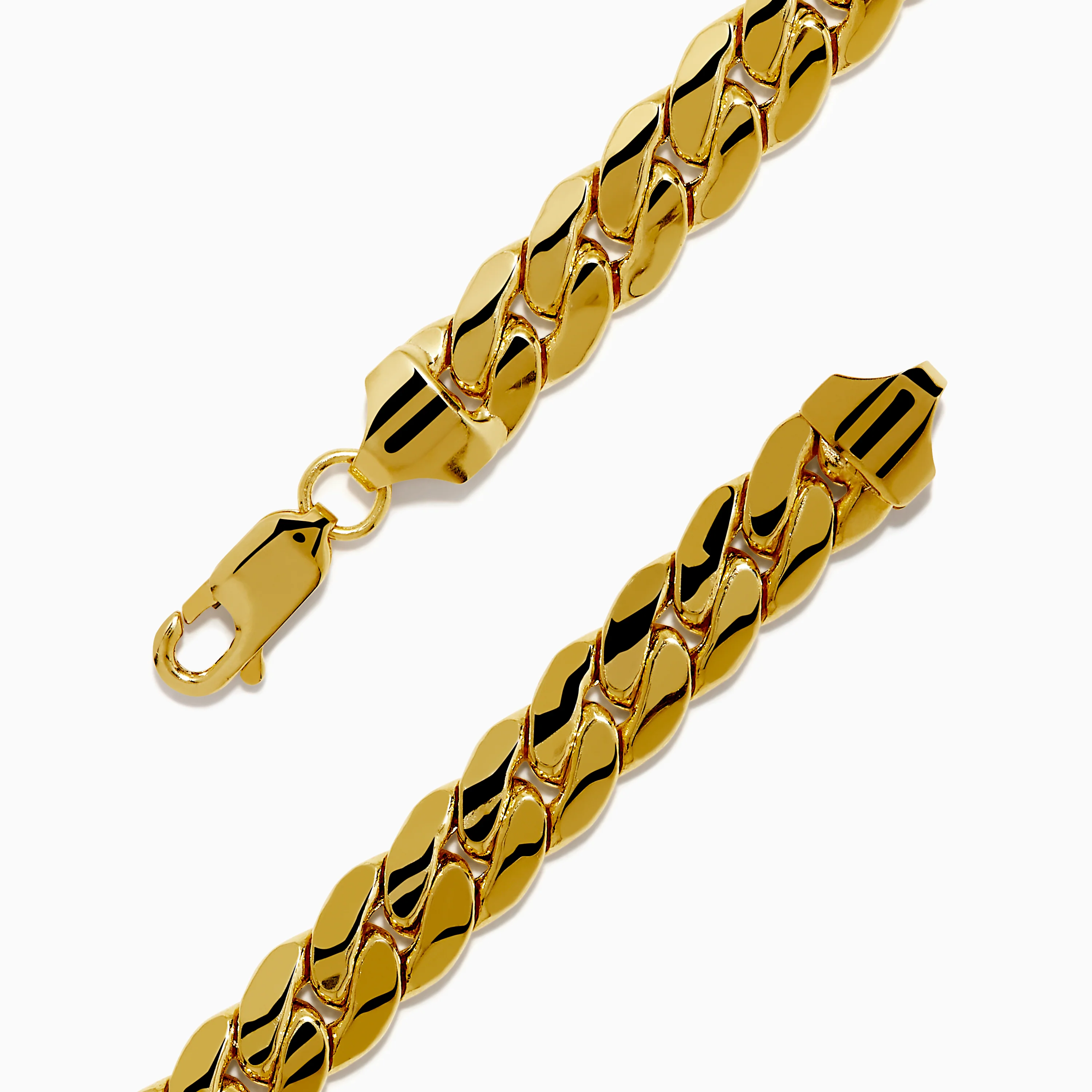 14K Yellow Gold Hollow Cuban Chain Bracelet - Image 4