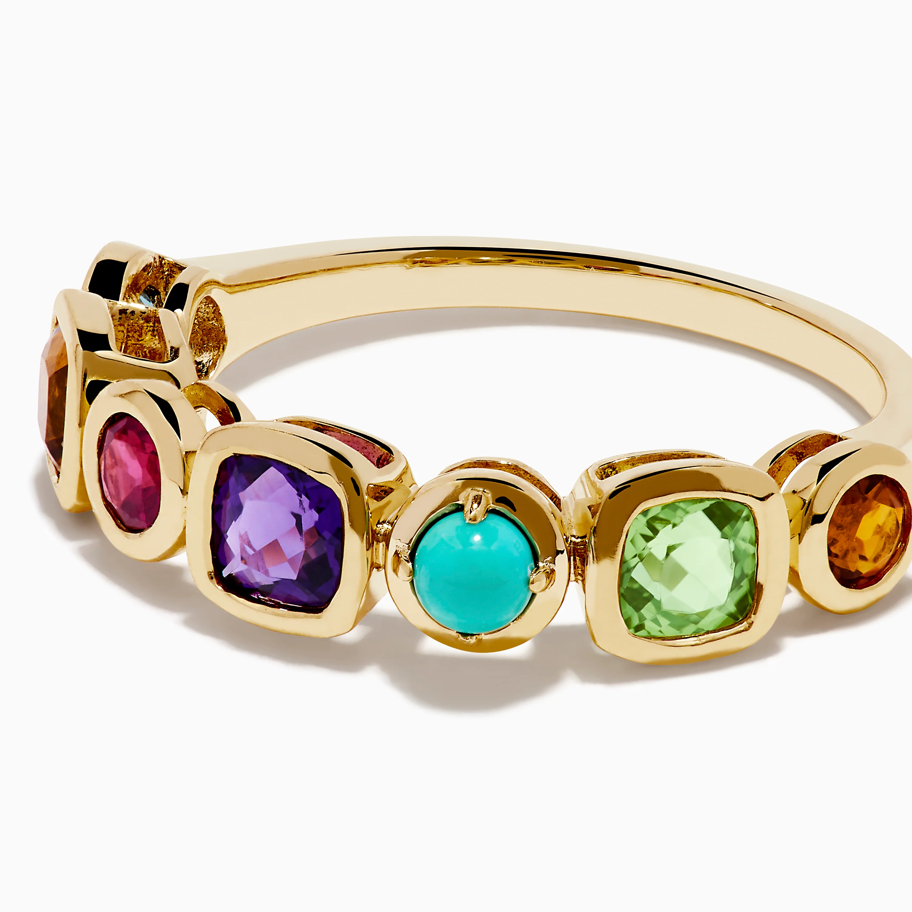 14K Yellow Gold Multi Color Gemstone Bezel Band - Image 2