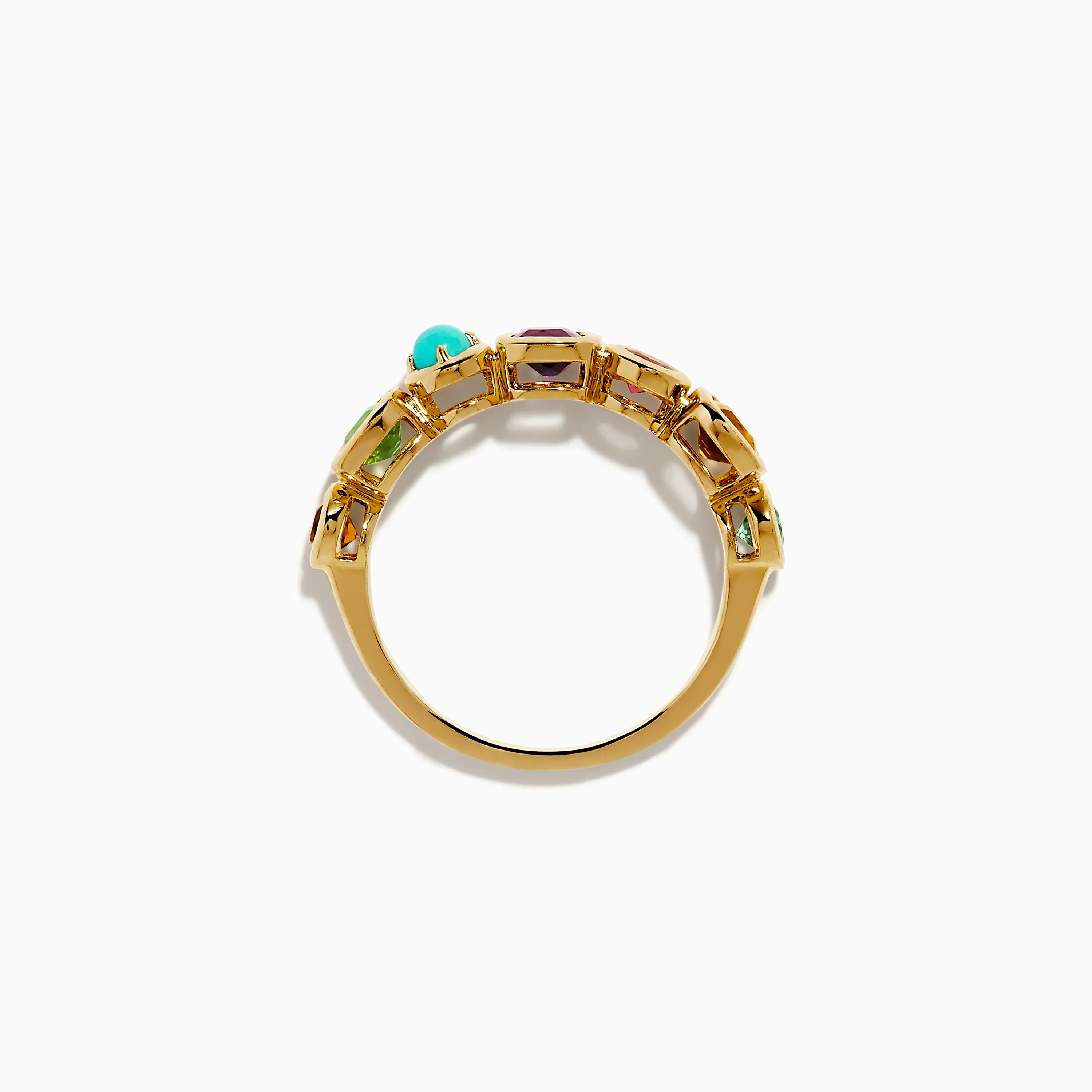 14K Yellow Gold Multi Color Gemstone Bezel Band - Image 3