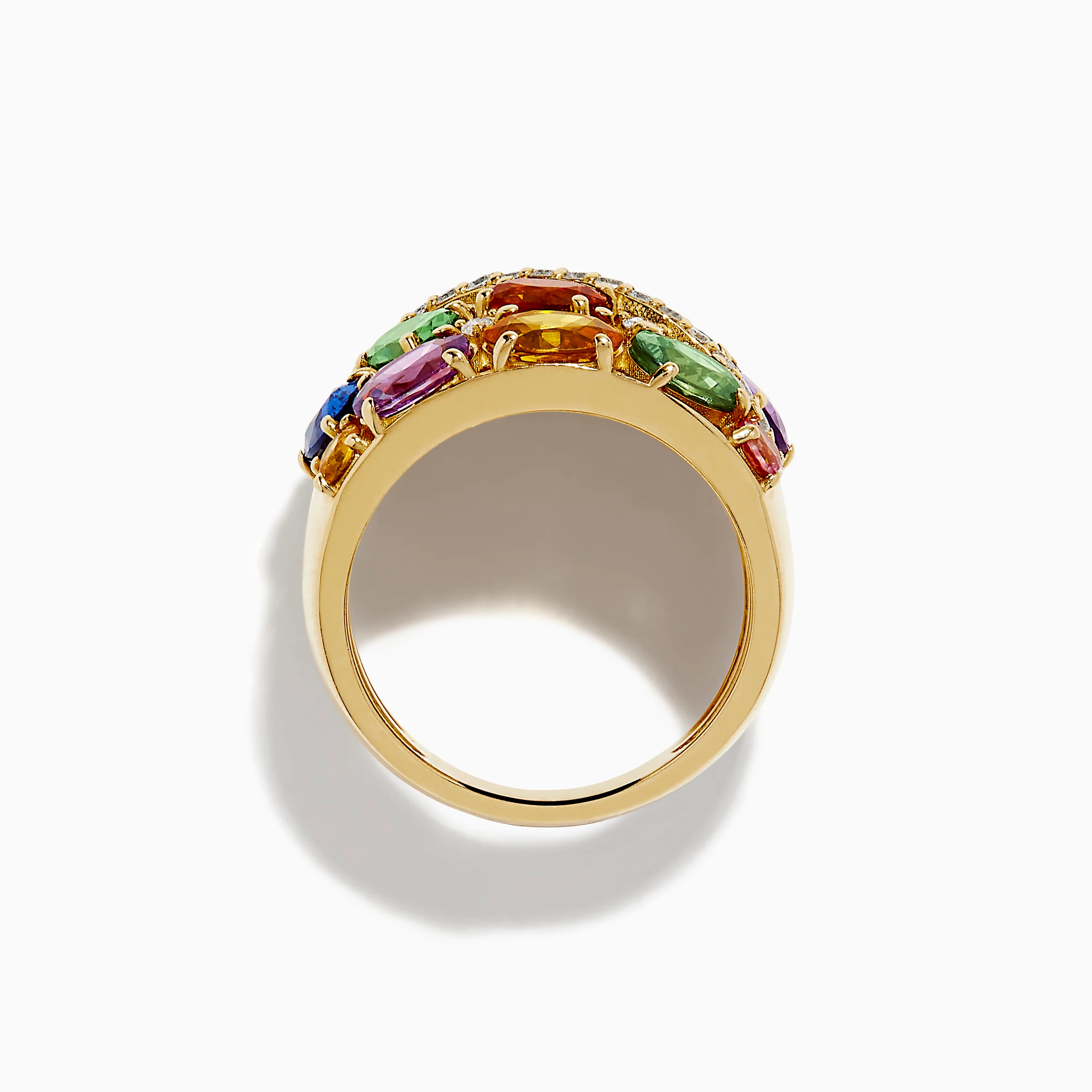 14K Yellow Gold Multi Sapphire and Diamond Mosaic Statement Ring - Image 3