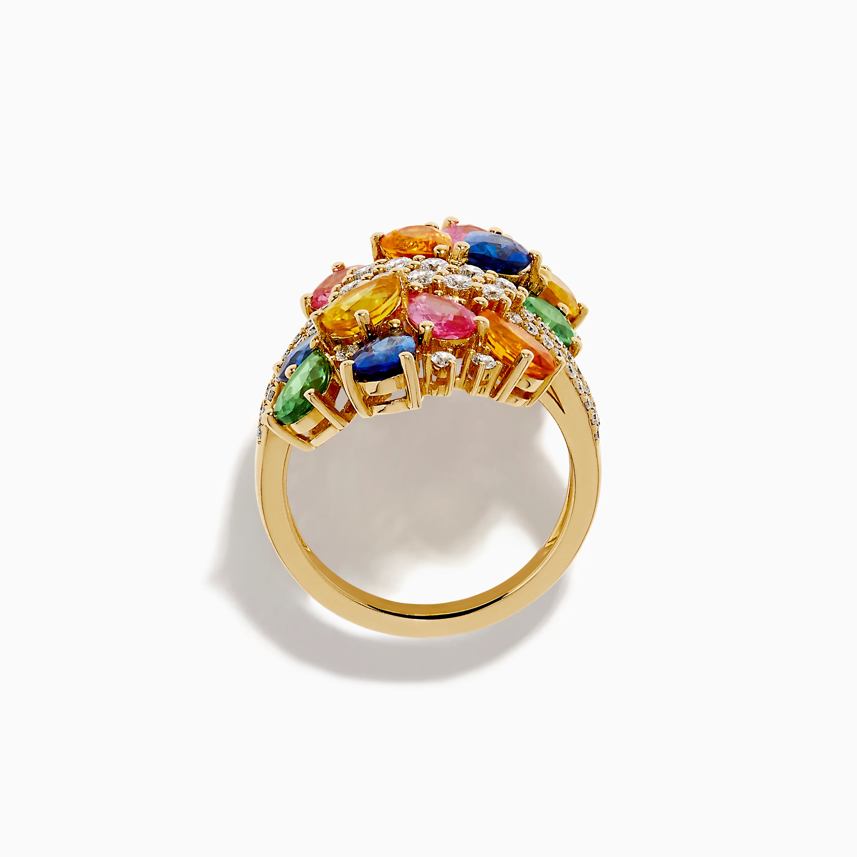 14K Yellow Gold Multi Sapphire and Diamond Statement Ring - Image 3