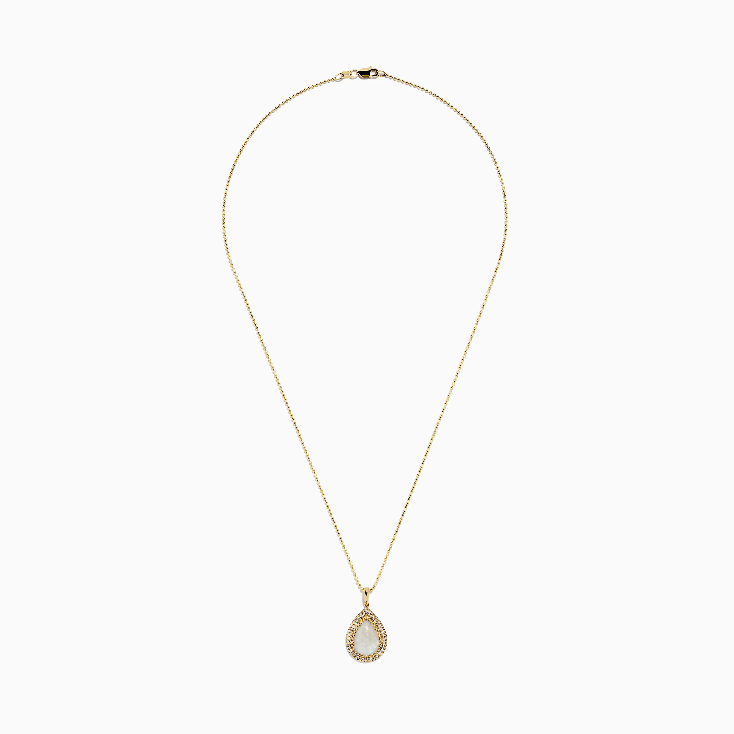 14K Yellow Gold Opal and Diamond Pear Shaped Pendant - Image 3