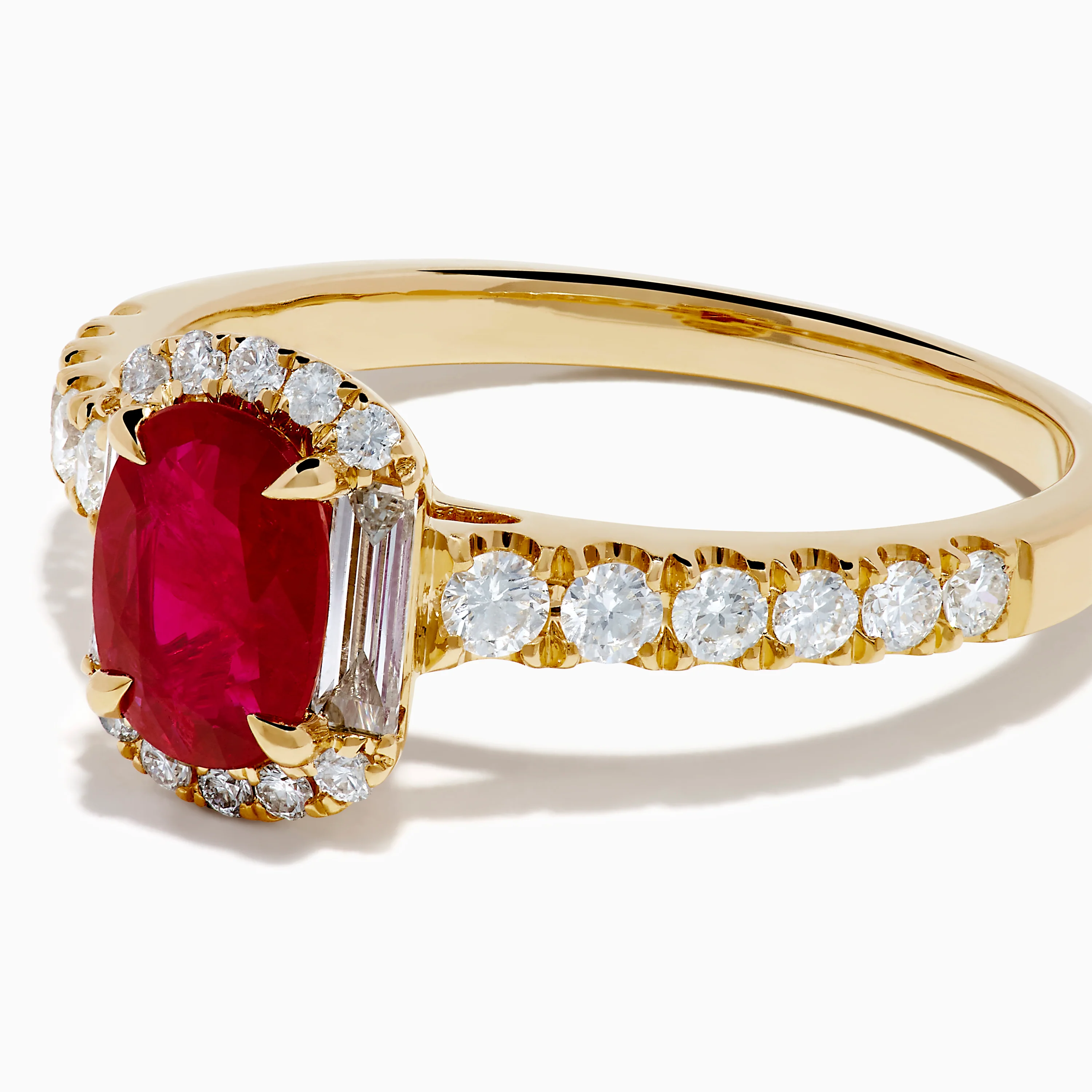 14K Yellow Gold Oval Ruby and Diamond Halo Ring - Image 2