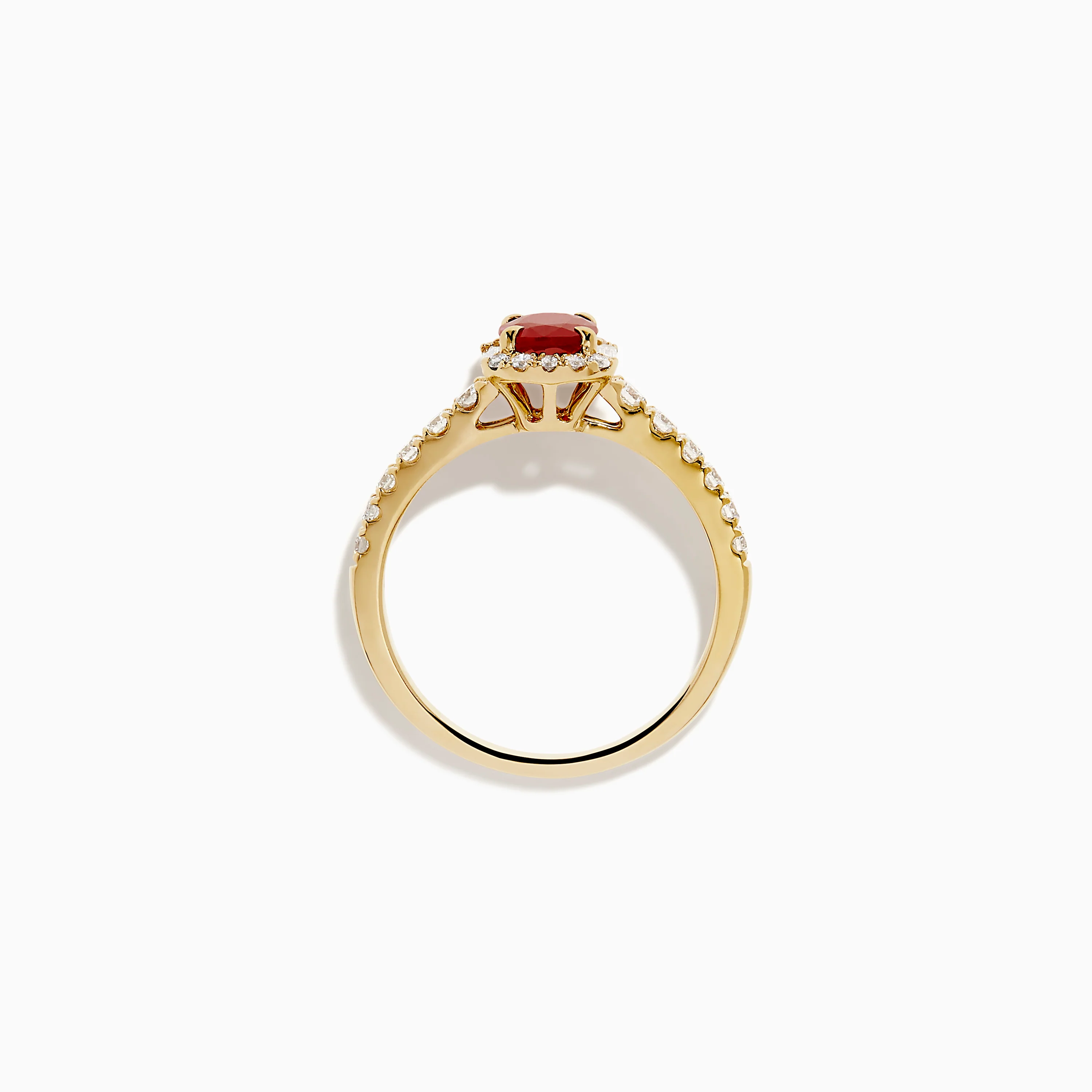 14K Yellow Gold Oval Ruby and Diamond Halo Ring - Image 3