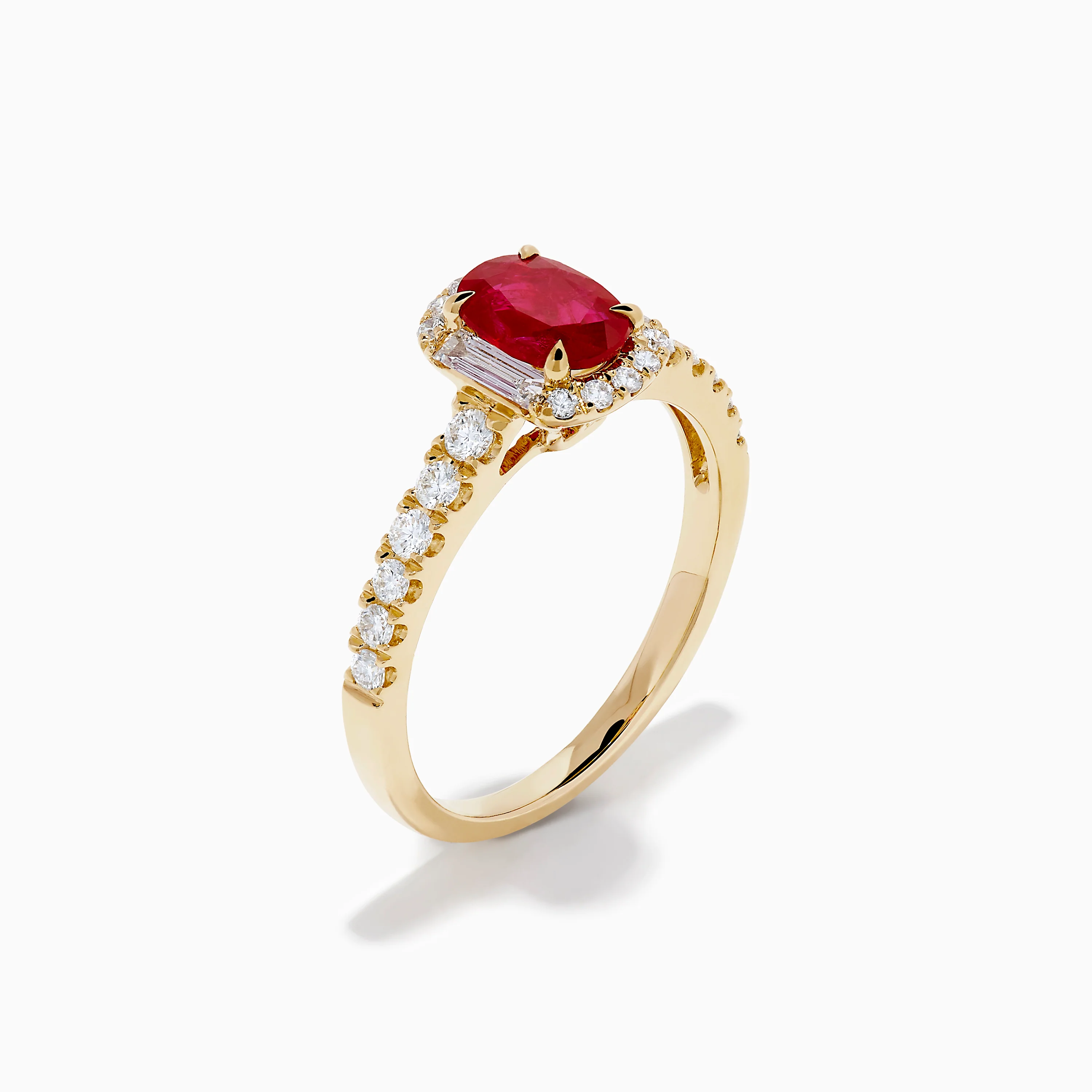 14K Yellow Gold Oval Ruby and Diamond Halo Ring - Image 4