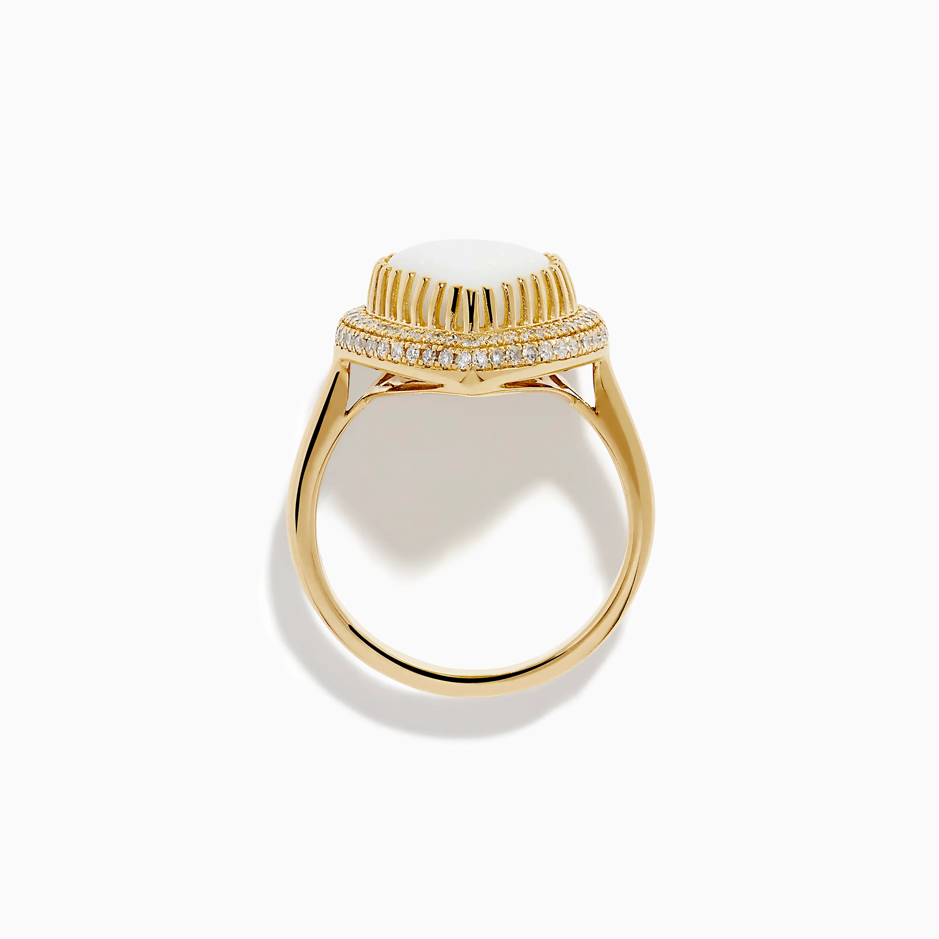 14K Yellow Gold Pear Shaped Opal and Diamond Cocktail Ring - Image 3