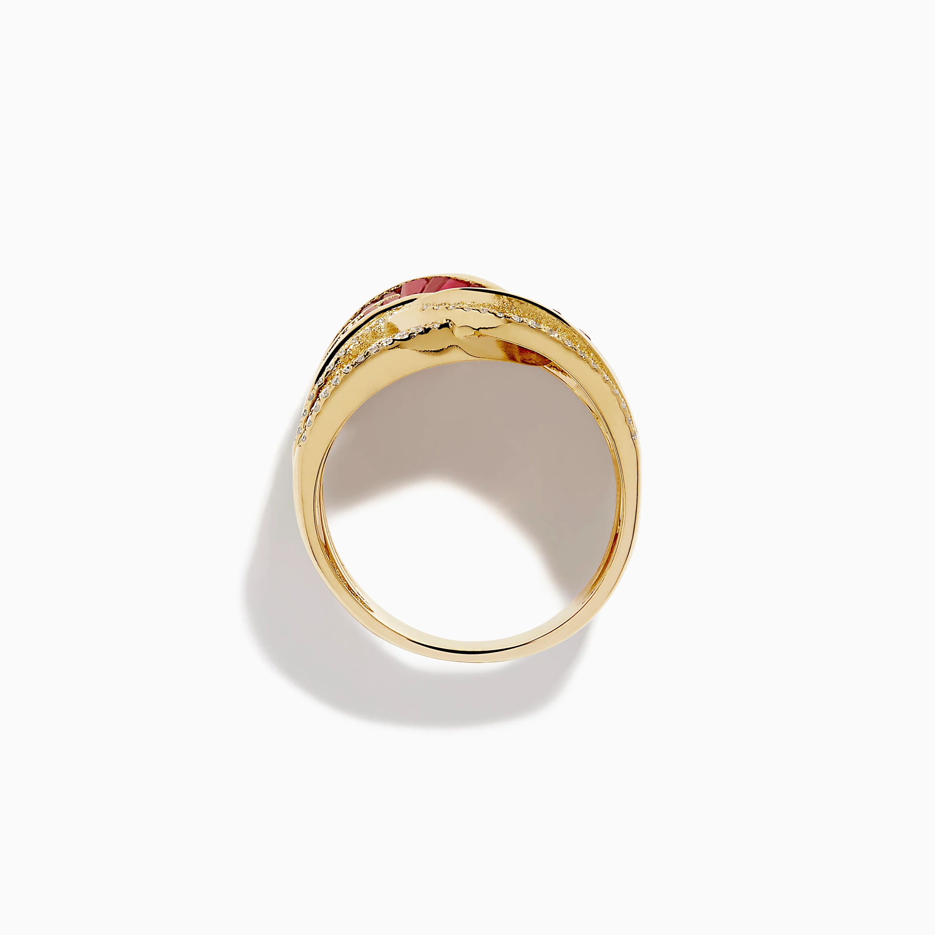 14K Yellow Gold Ruby and Diamond Crossover Ring - Image 3