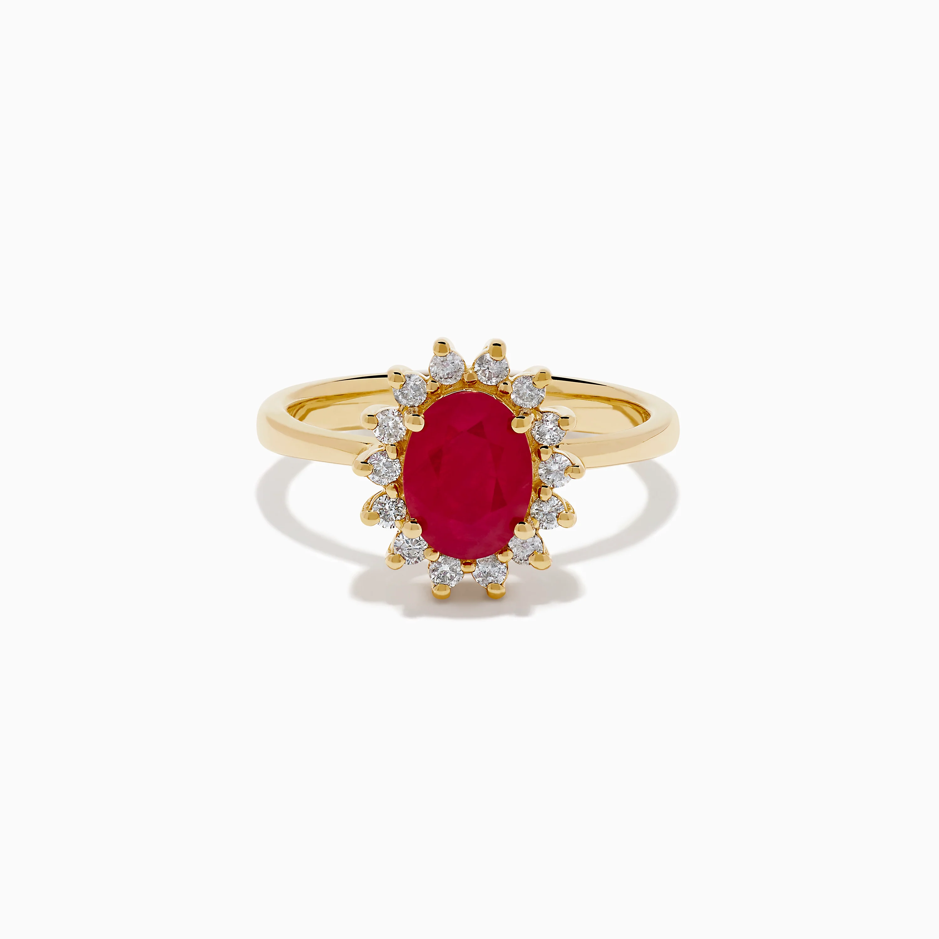 14K Yellow Gold Ruby and Diamond Halo Ring