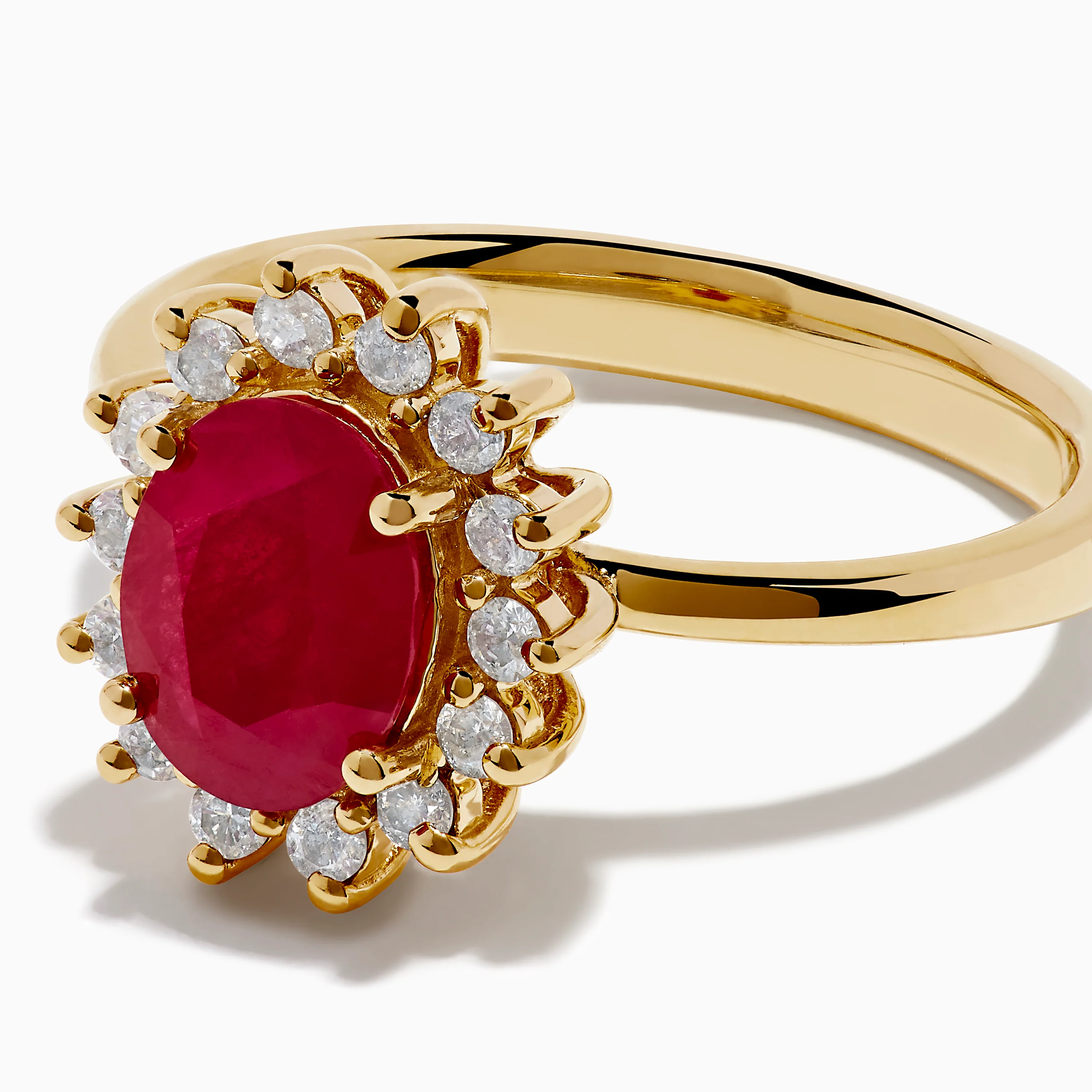 14K Yellow Gold Ruby and Diamond Halo Ring - Image 2