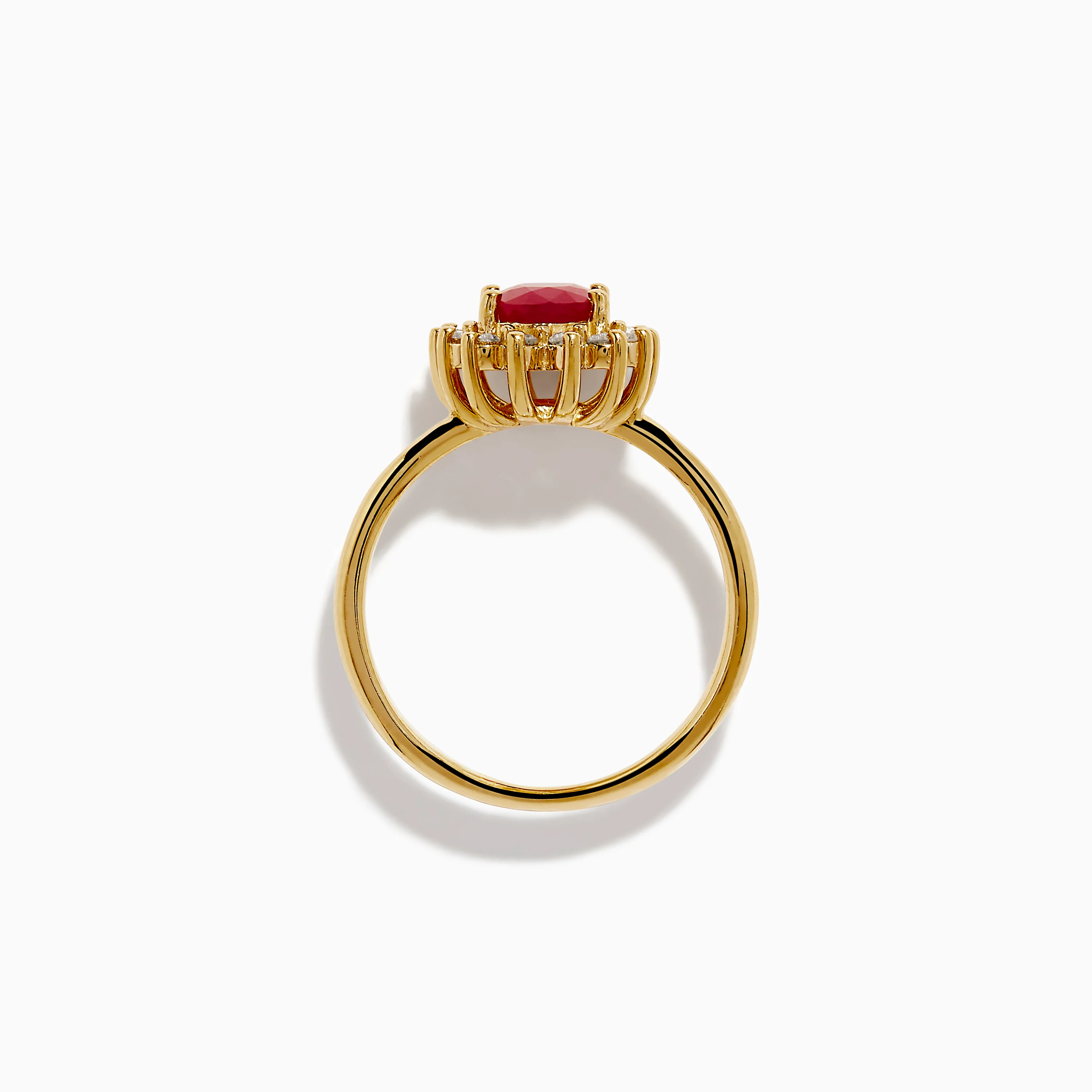 14K Yellow Gold Ruby and Diamond Halo Ring - Image 3
