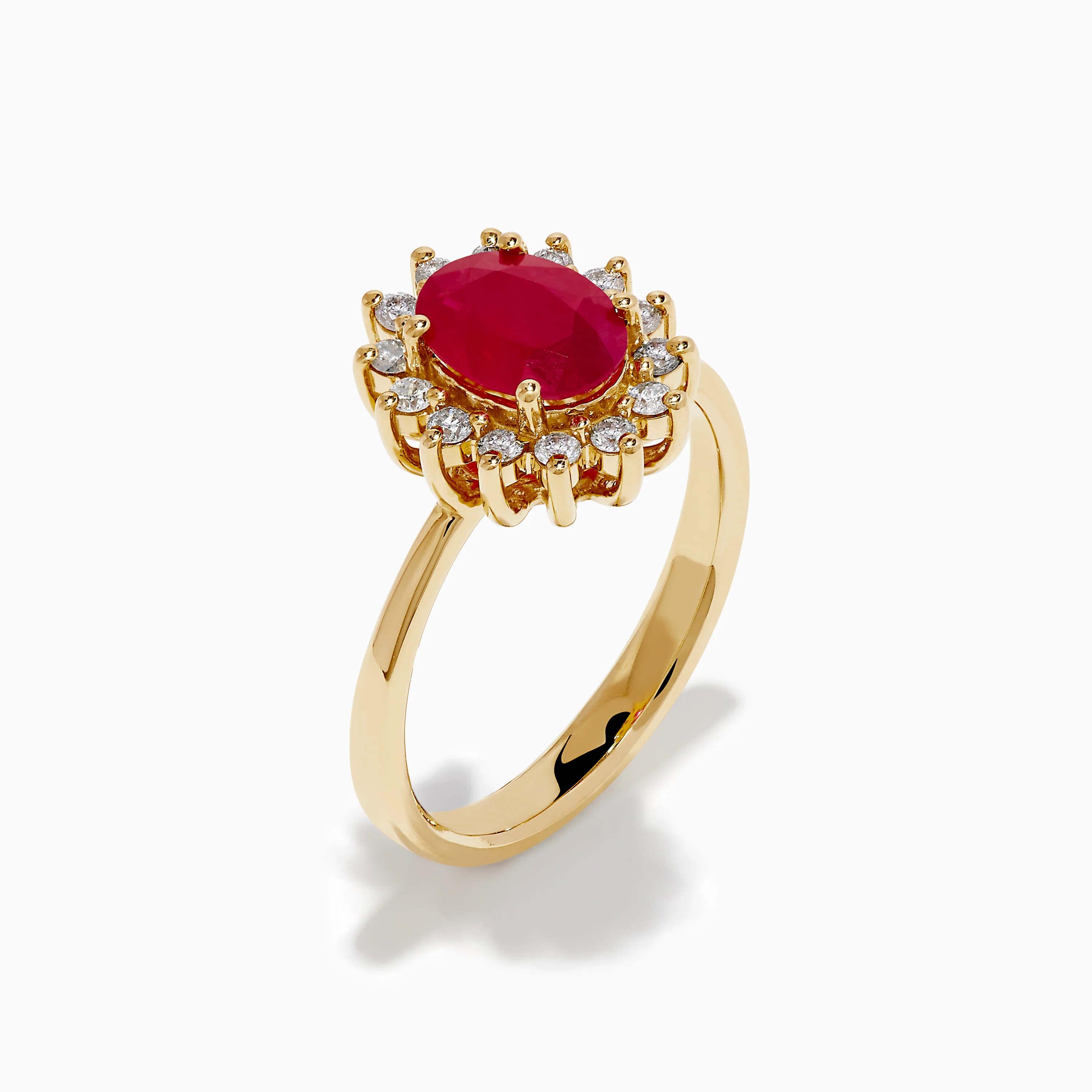 14K Yellow Gold Ruby and Diamond Halo Ring - Image 4