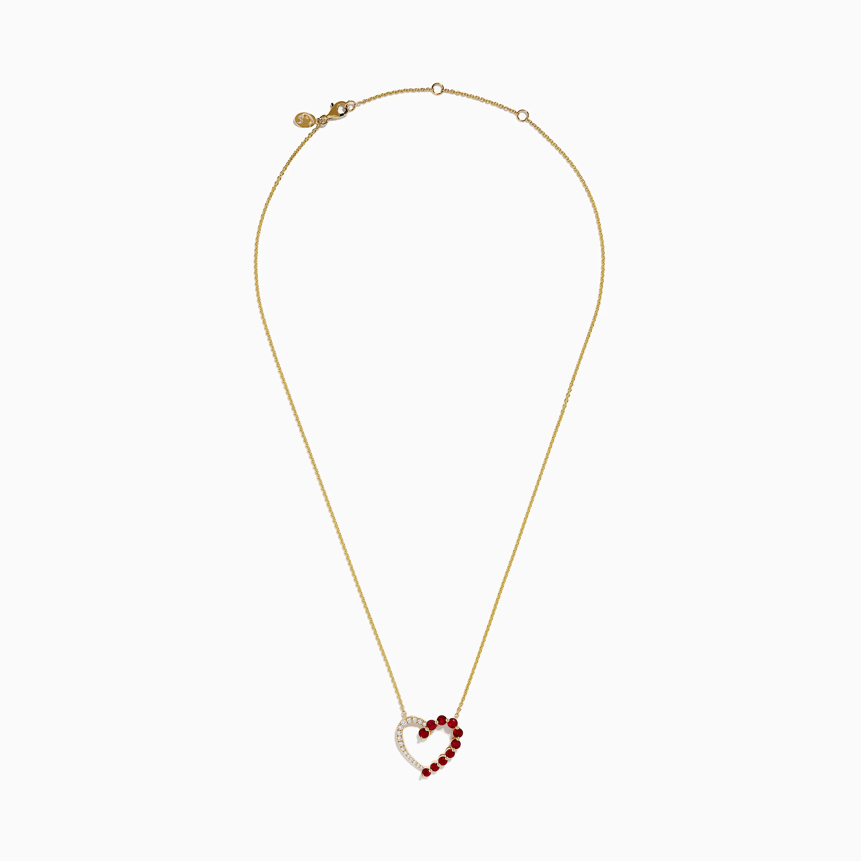 14K Yellow Gold Ruby and Diamond Open Heart Pendant - Image 3