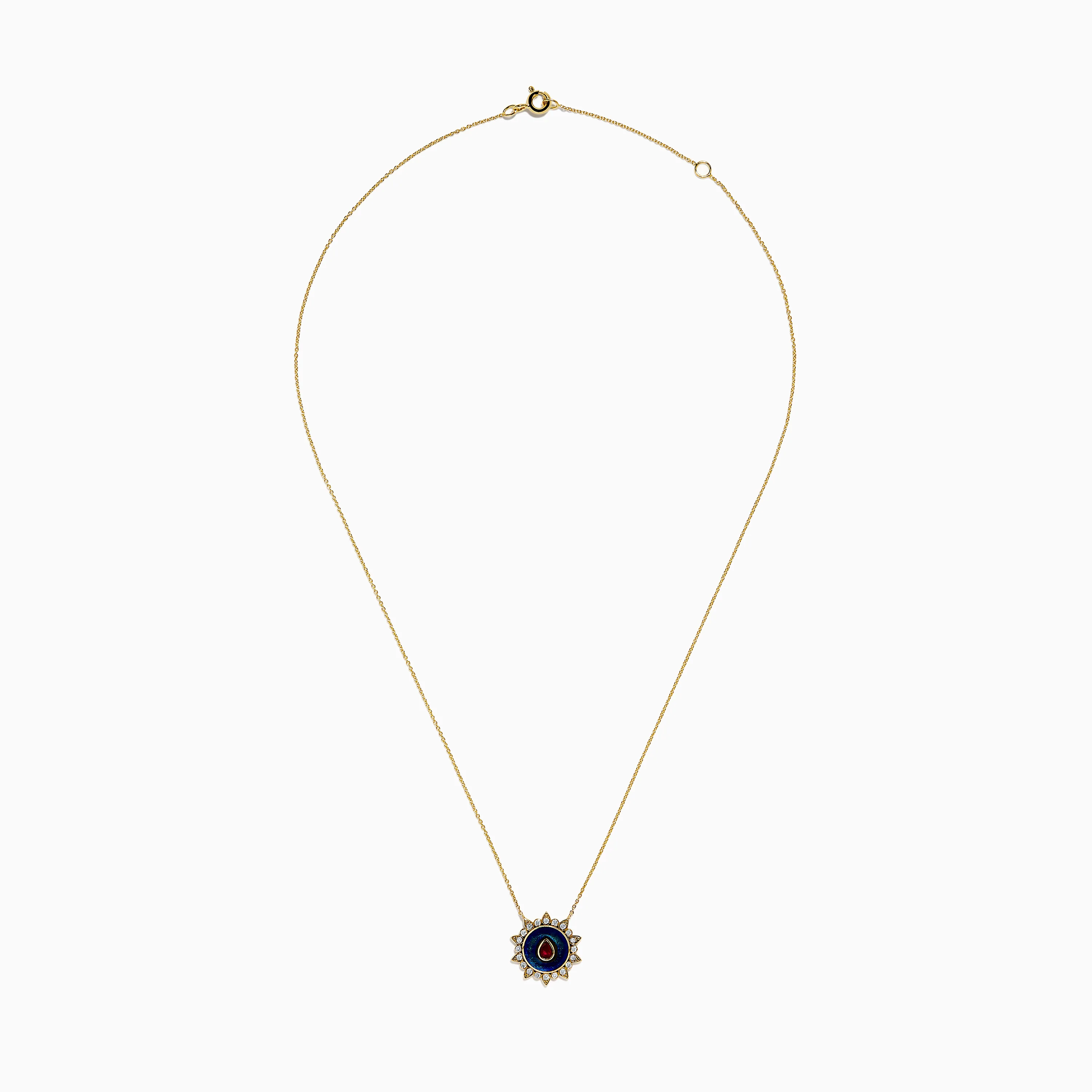 14K Yellow Gold Ruby, Diamond, and Enamel Pendant - Image 3