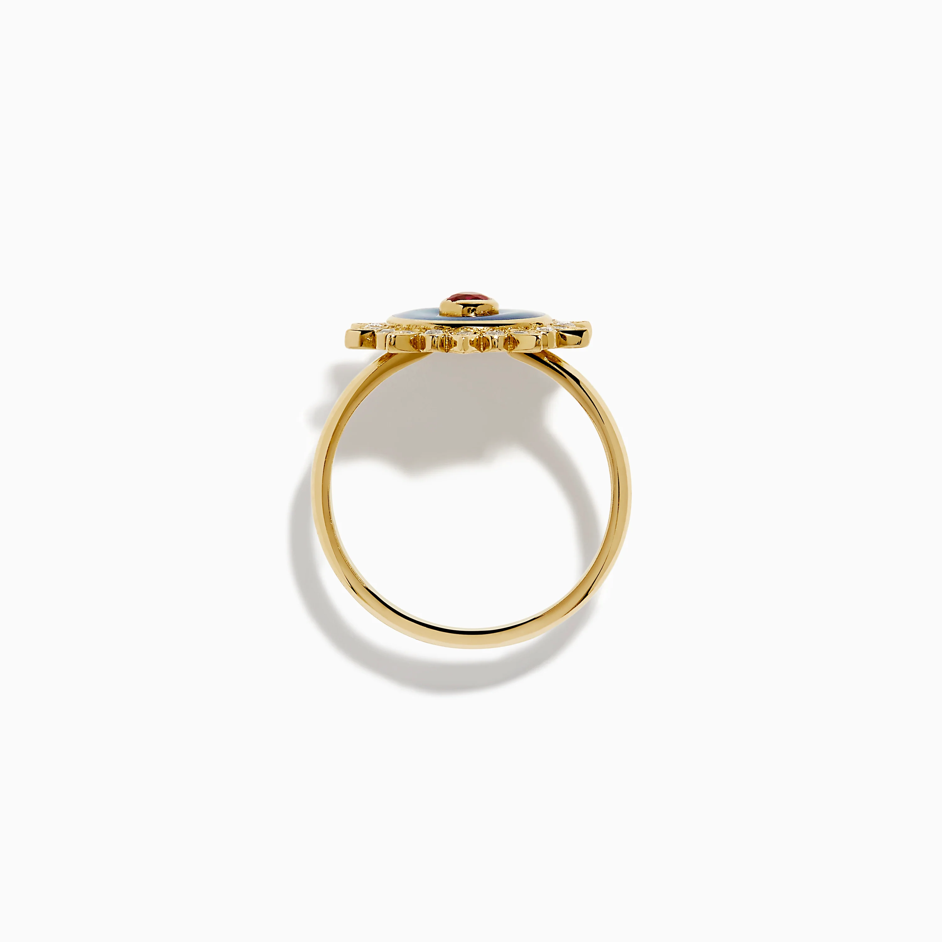 14K Yellow Gold Ruby, Diamond, and Enamel Ring - Image 3
