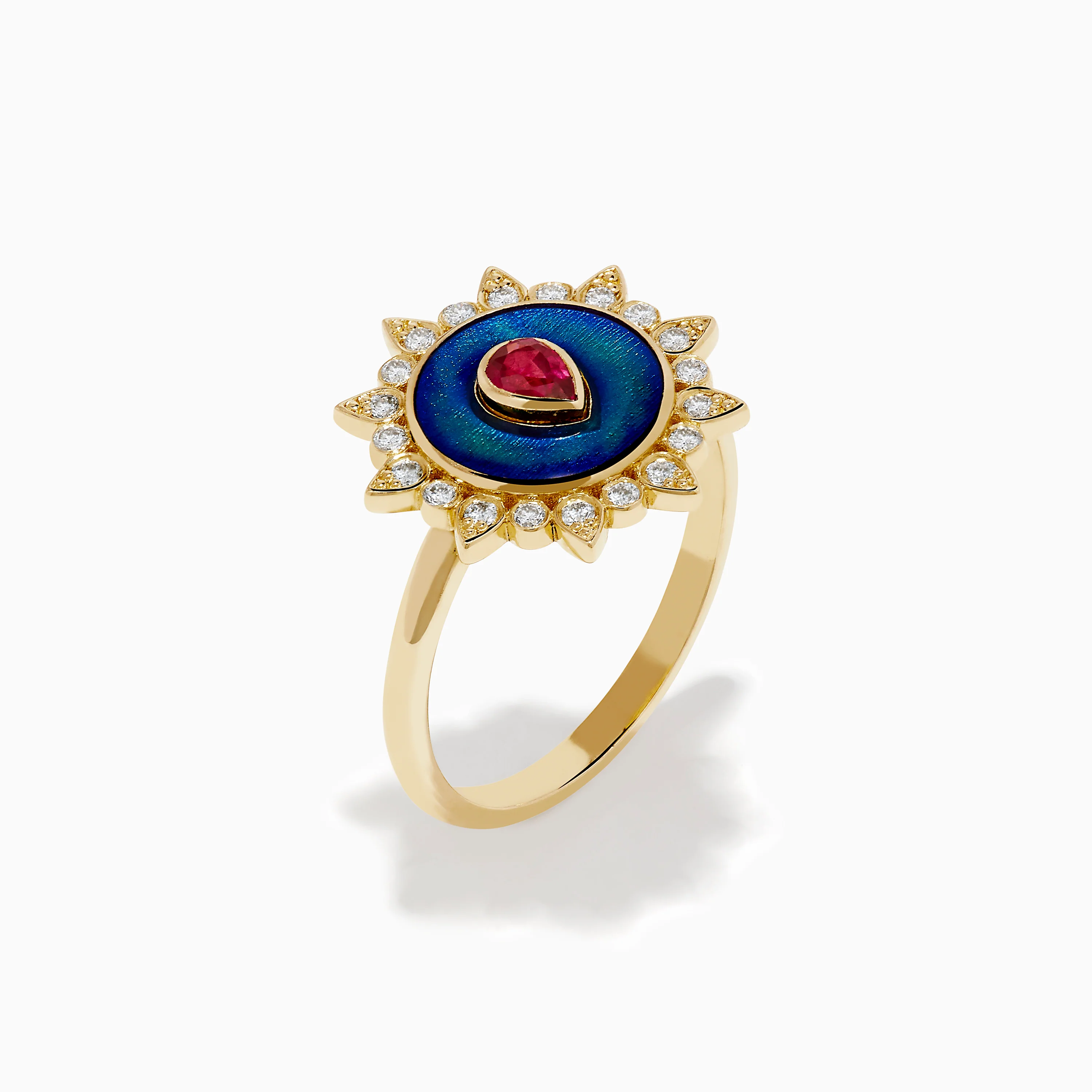 14K Yellow Gold Ruby, Diamond, and Enamel Ring - Image 4