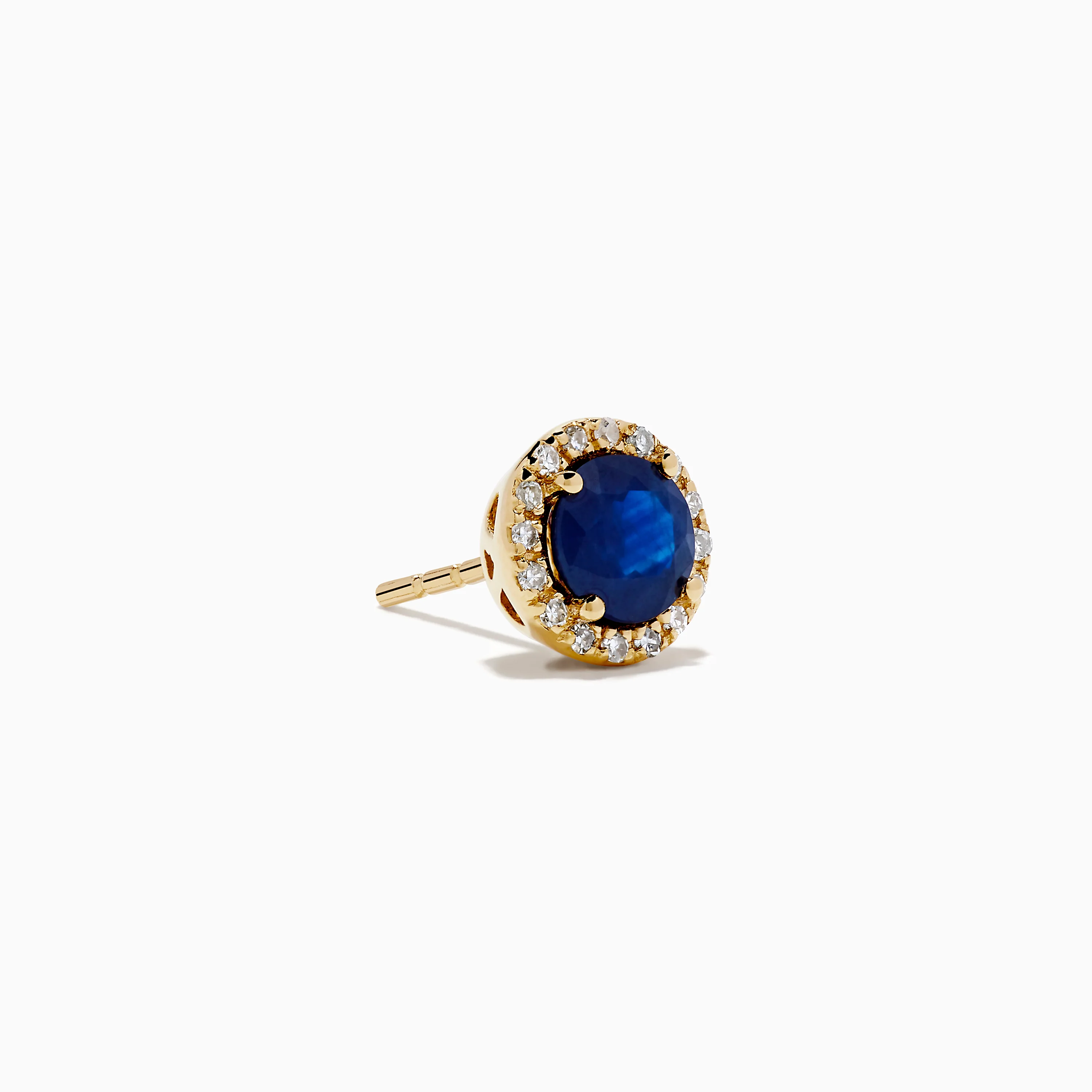 14K Yellow Gold Sapphire and Diamond Halo Stud Earrings - Image 3