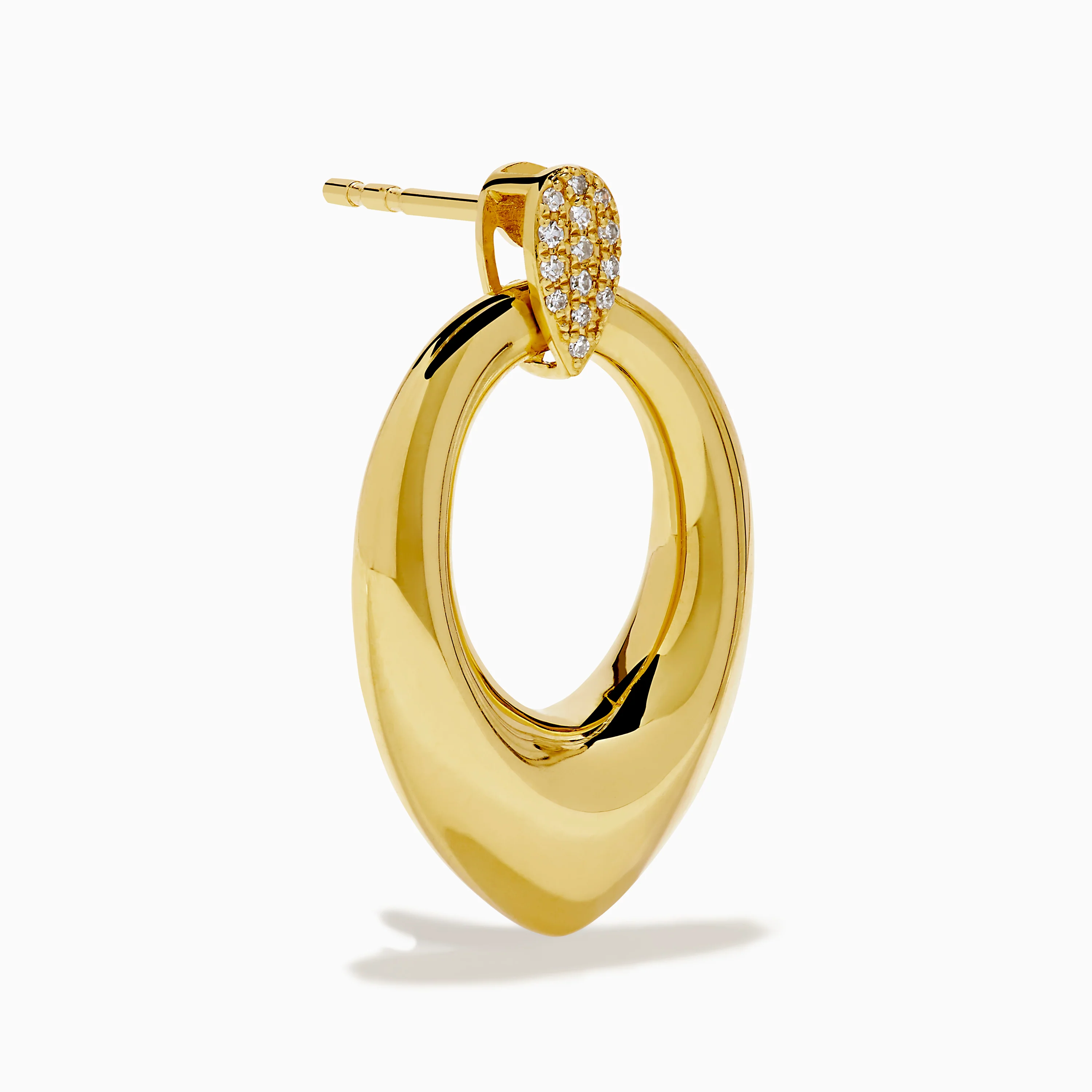 14K Yellow Gold Sculptural Diamond Accented Drop Earrings - Image 3