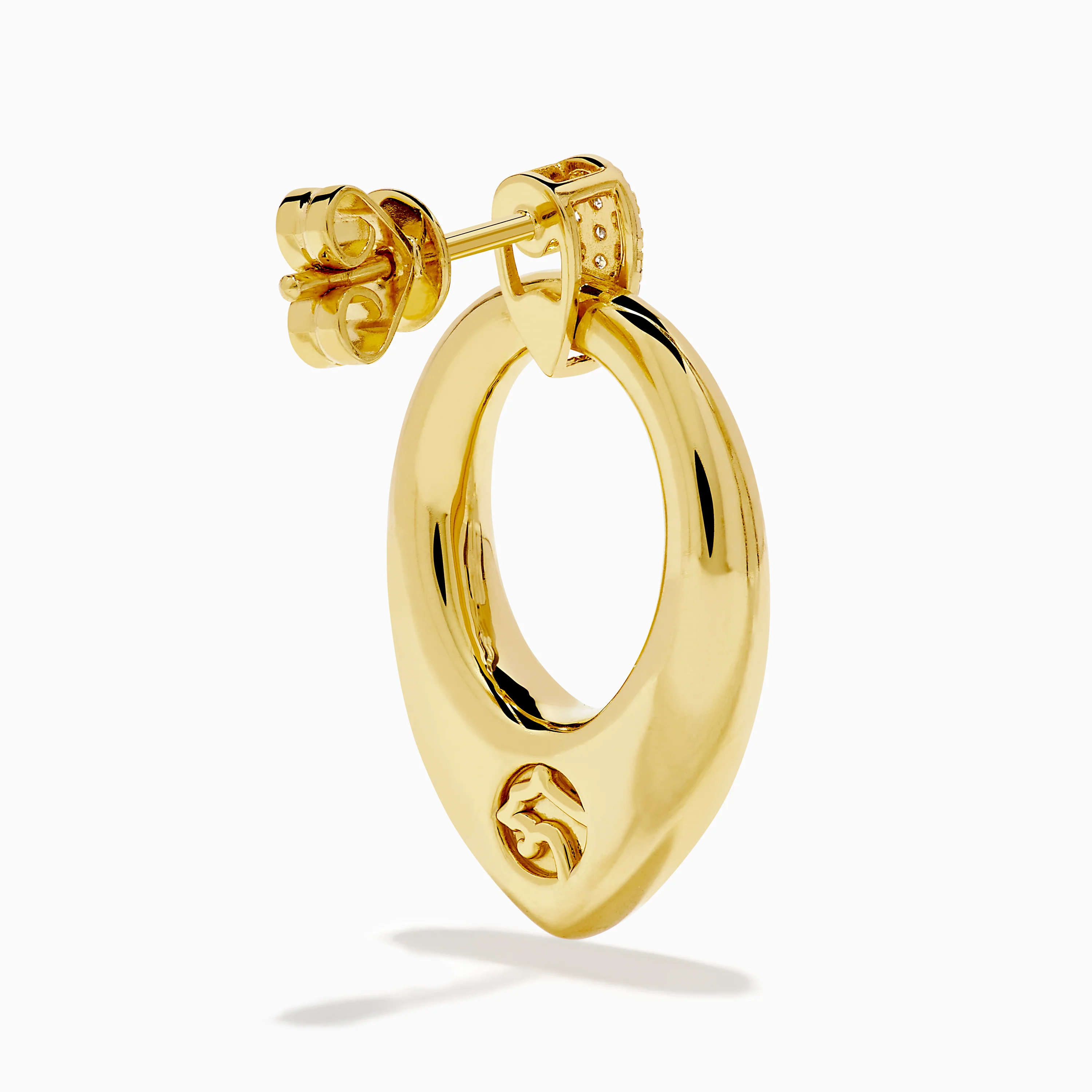 14K Yellow Gold Sculptural Diamond Accented Drop Earrings - Image 4