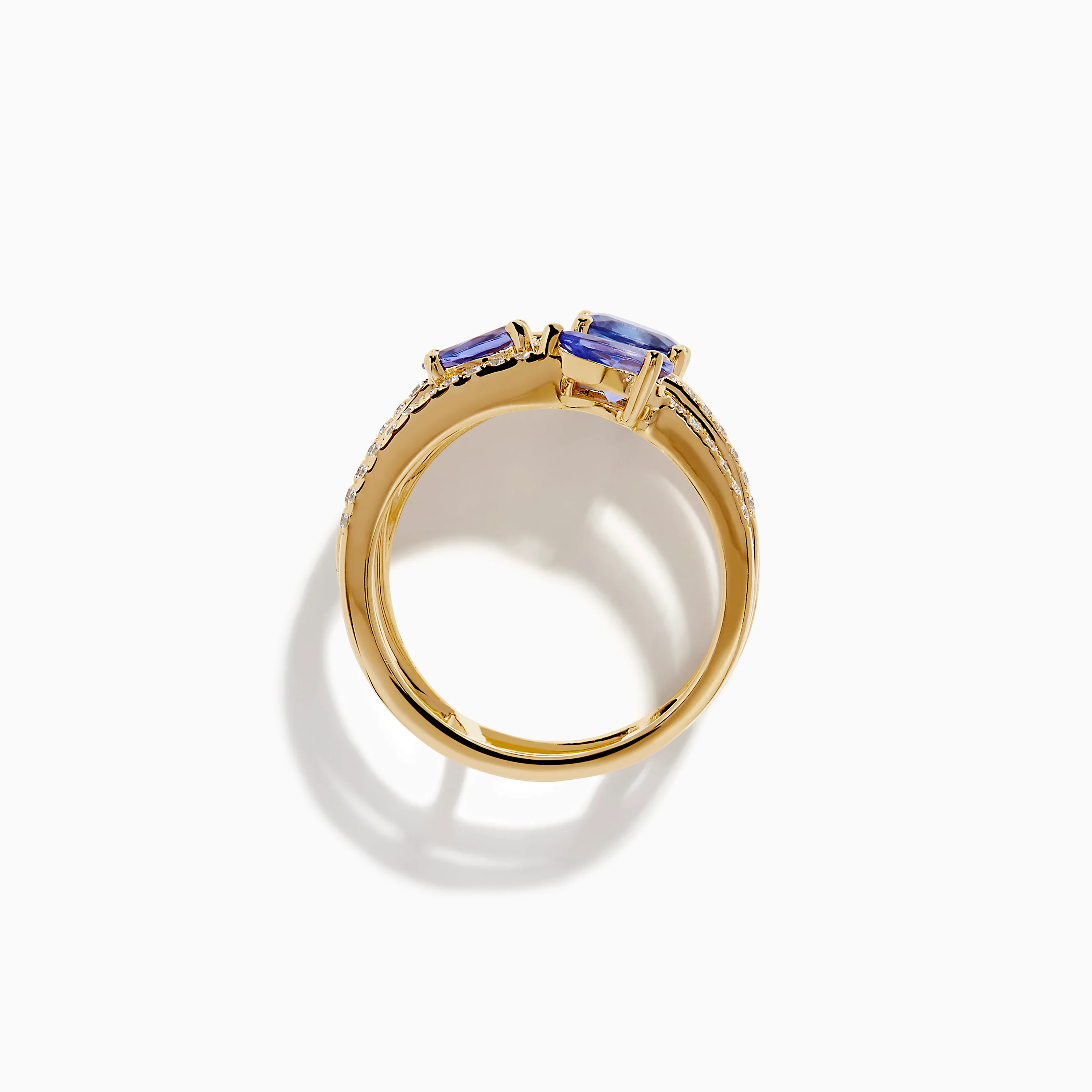 14K Yellow Gold Tanzanite and Diamond Multi-Row Statement Ring - Image 3