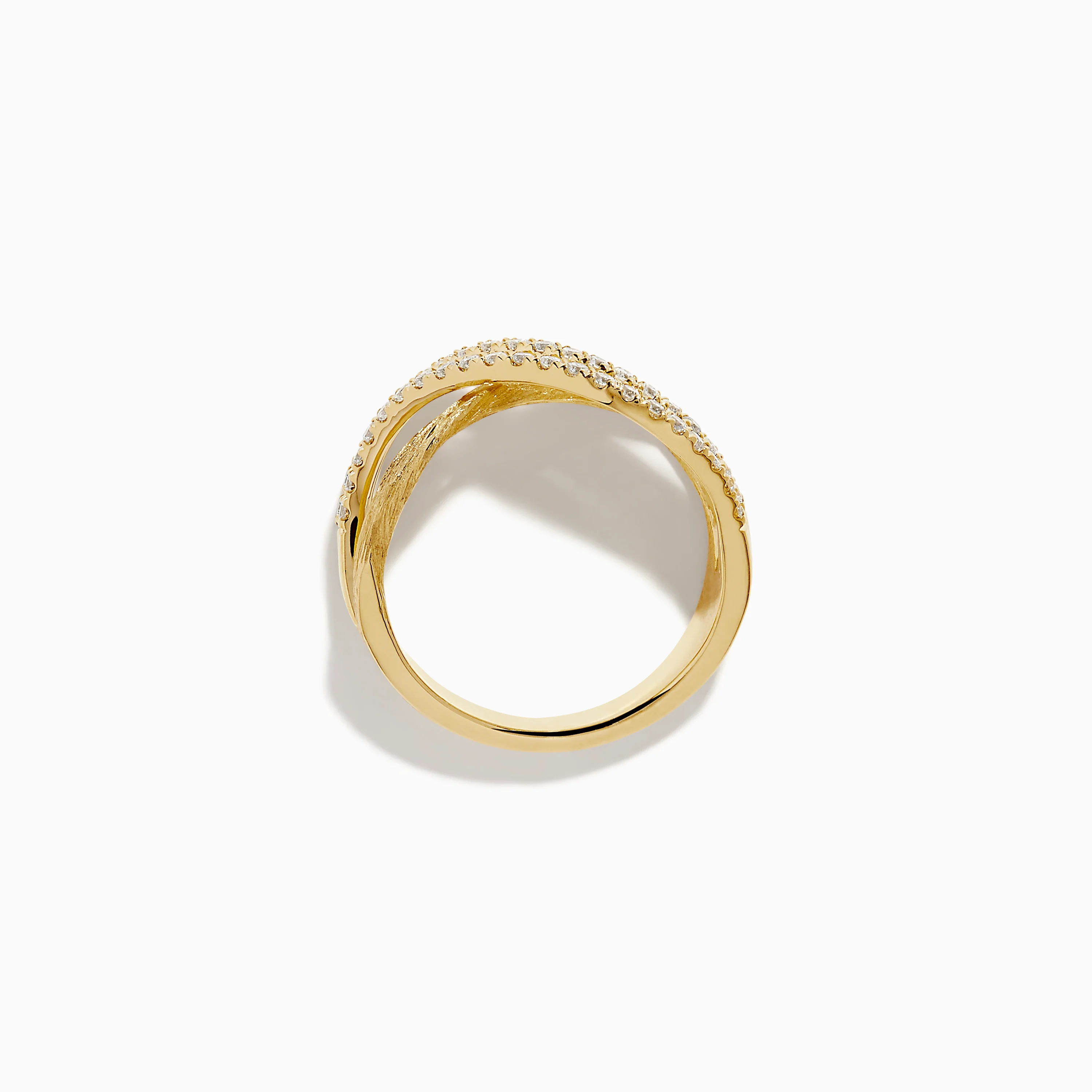 14K Yellow Gold Textured Crisscross Diamond Ring - Image 3
