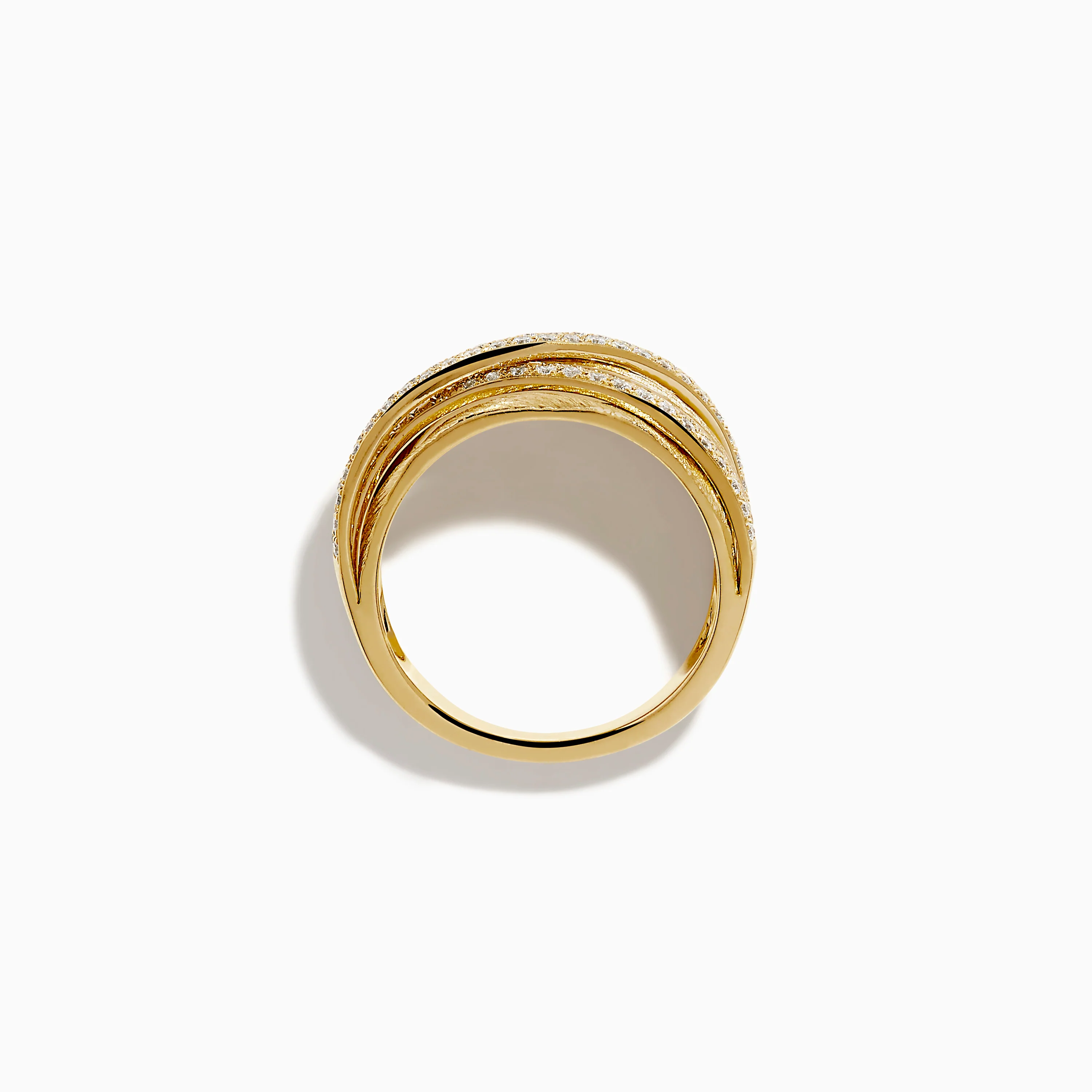 14K Yellow Gold Textured Diamond Crossover Ring - Image 3