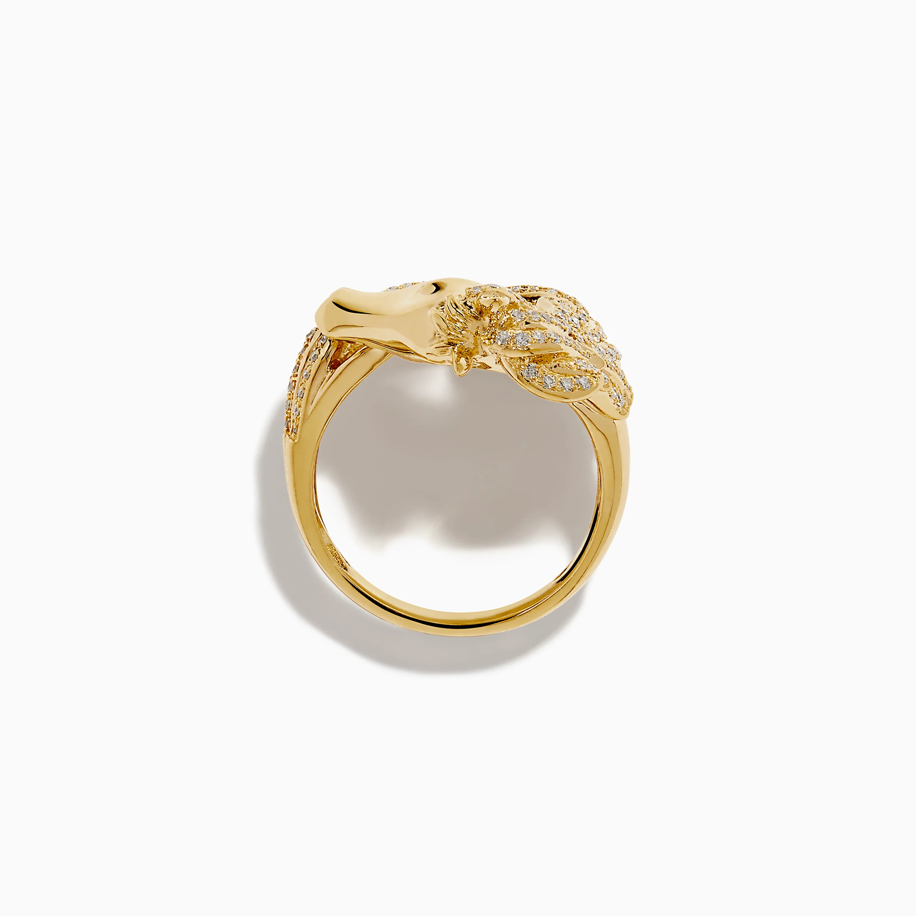 14K Yellow Gold White and Black Diamond Horse Ring - Image 3