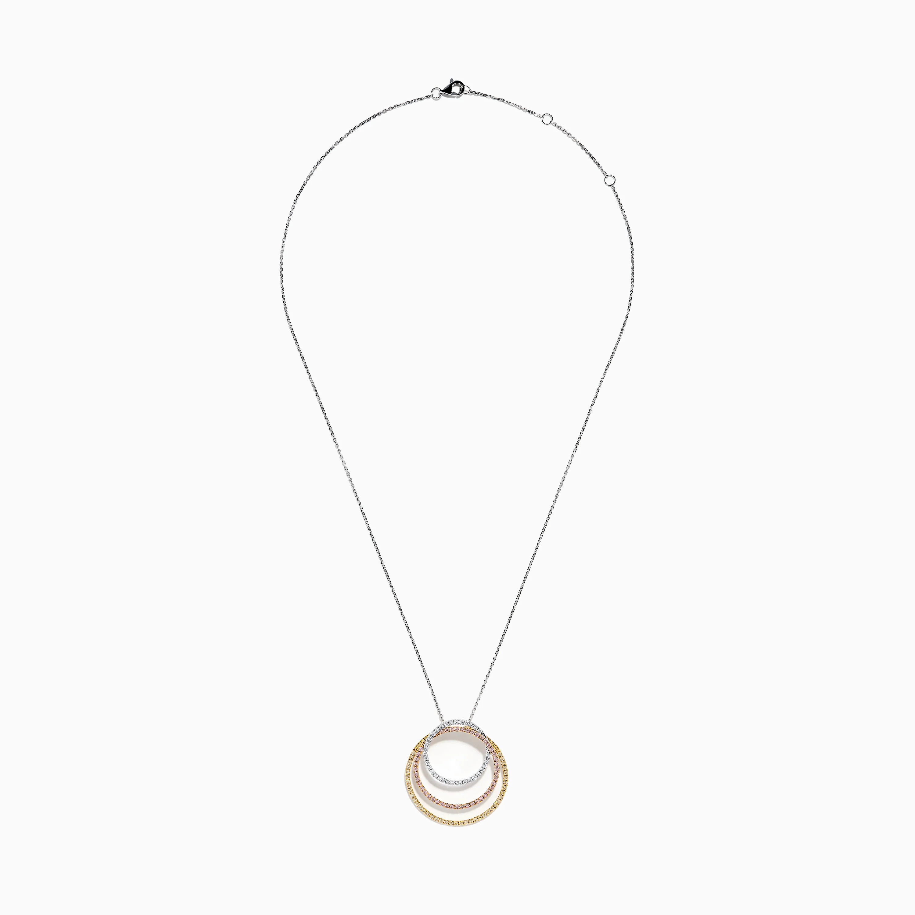 18K Gold Pink, Yellow and White Diamond Circles Pendant - Image 3
