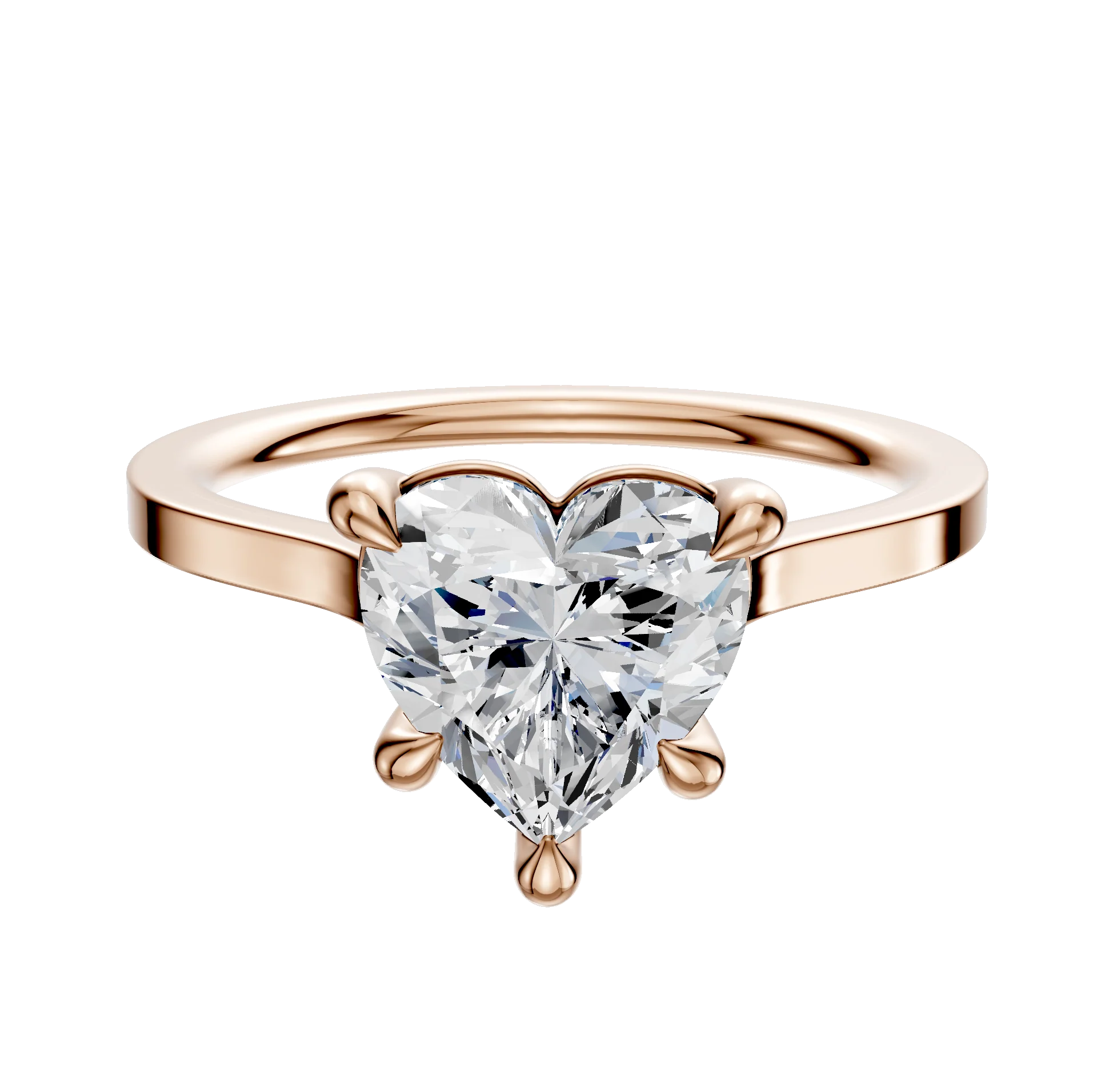 18K Rose Gold 4 Prong Basket Cathedral Flat 1.5mm Engagement Ring