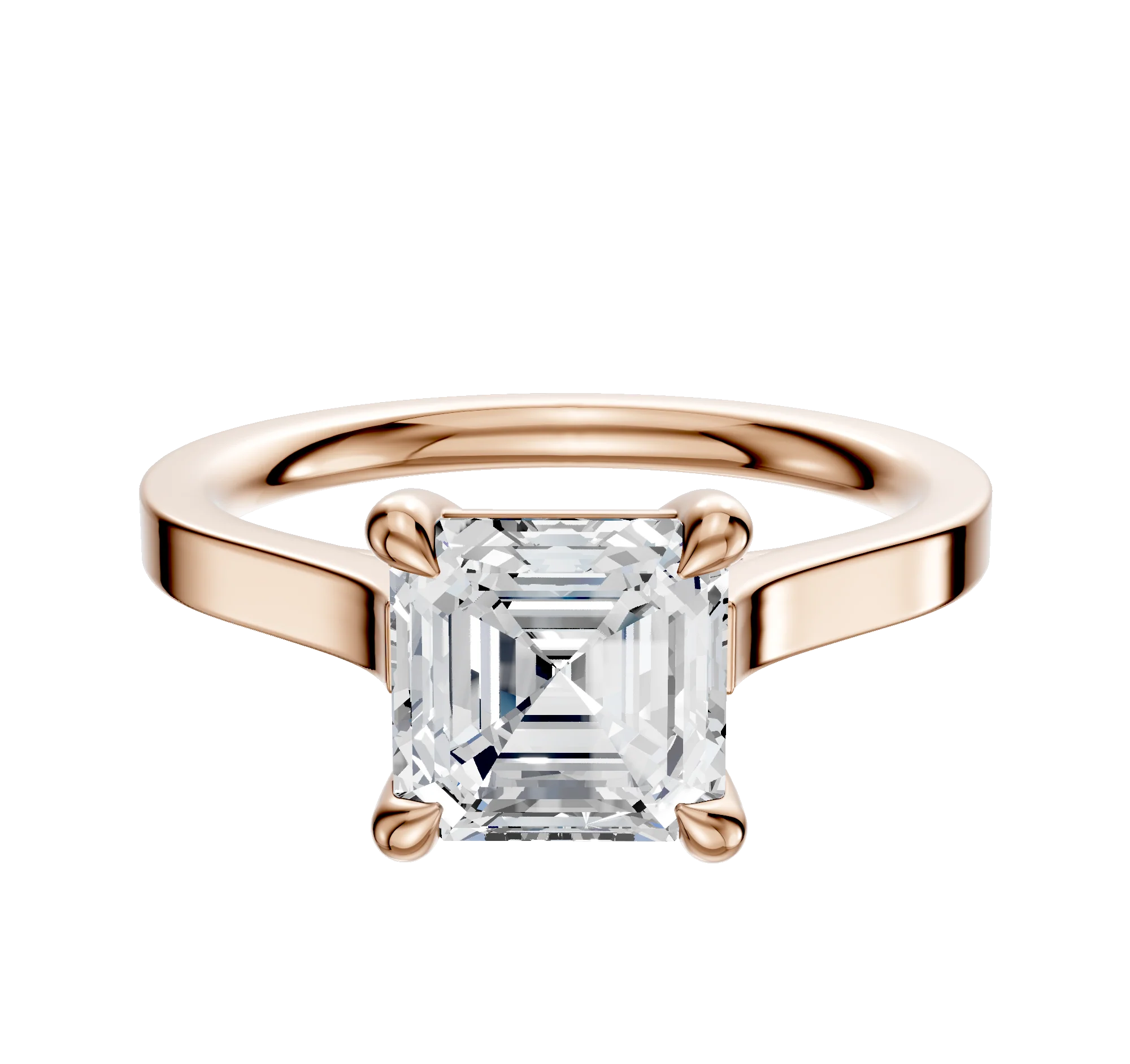 18K Rose Gold 4 Prong Basket Cathedral Flat 2.0mm Engagement Ring