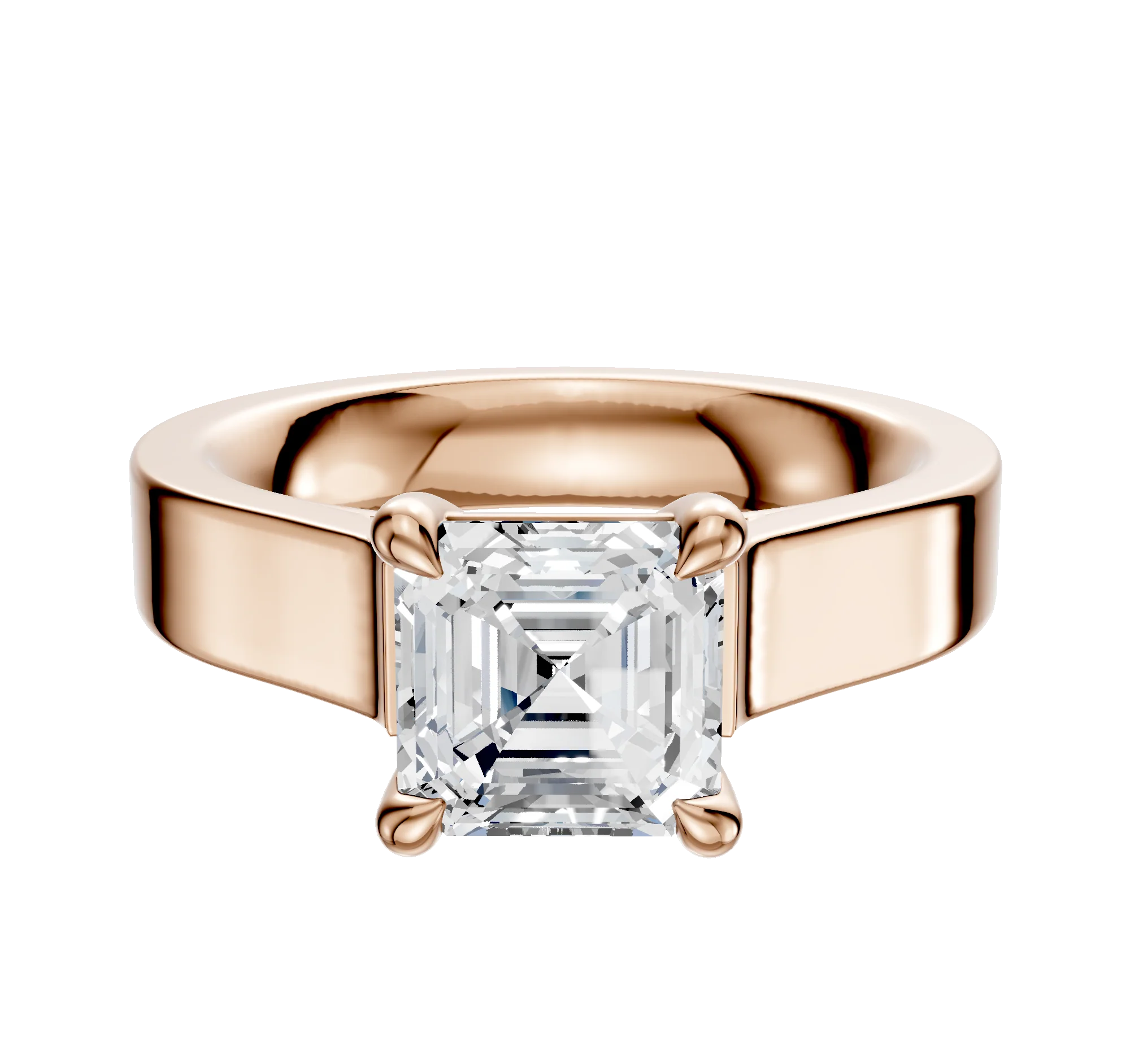 18K Rose Gold 4 Prong Basket Cathedral Flat 4.0mm Engagement Ring