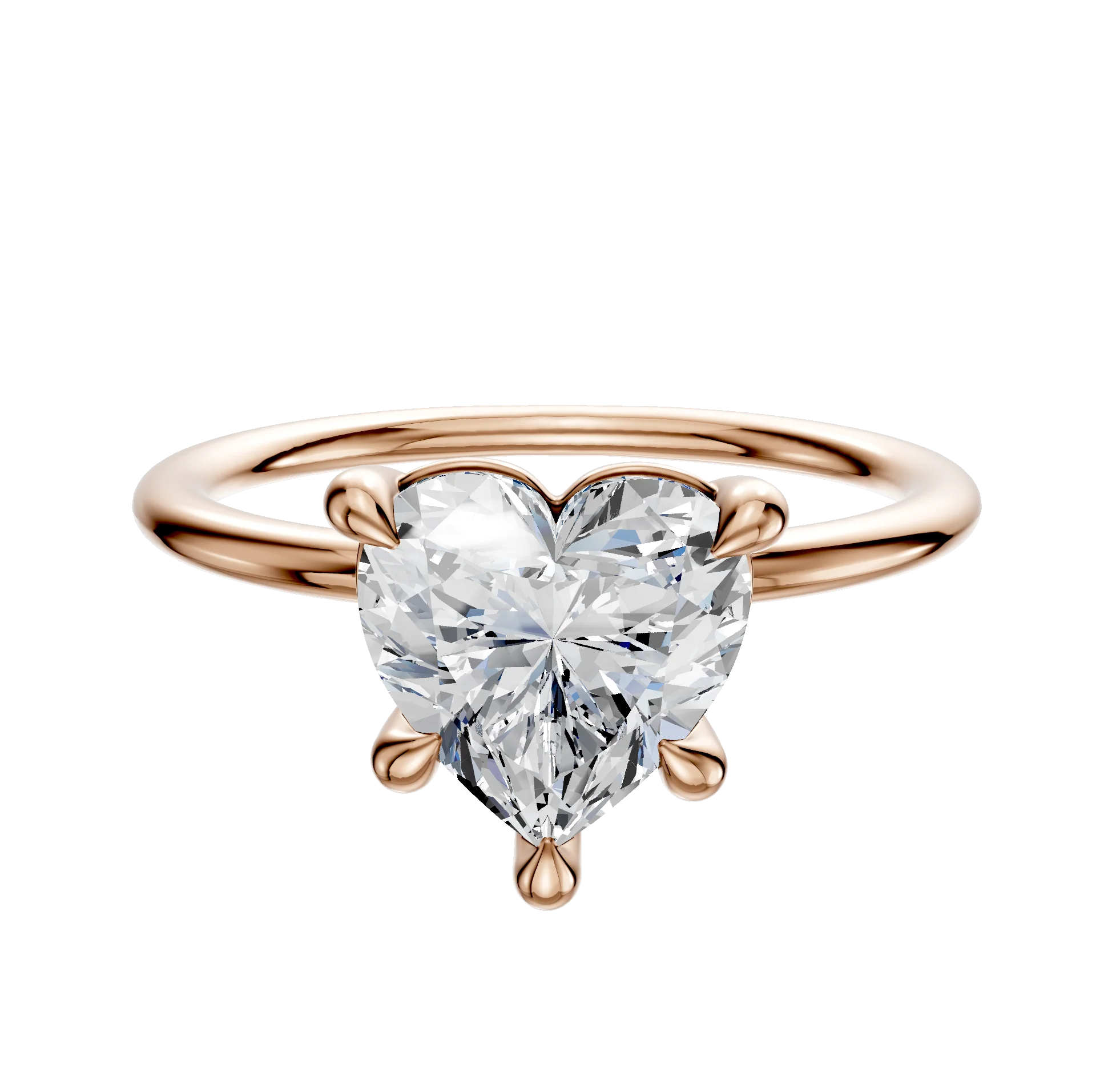 18K Rose Gold 4 Prong Basket Classic Dome 1.5mm Engagement Ring