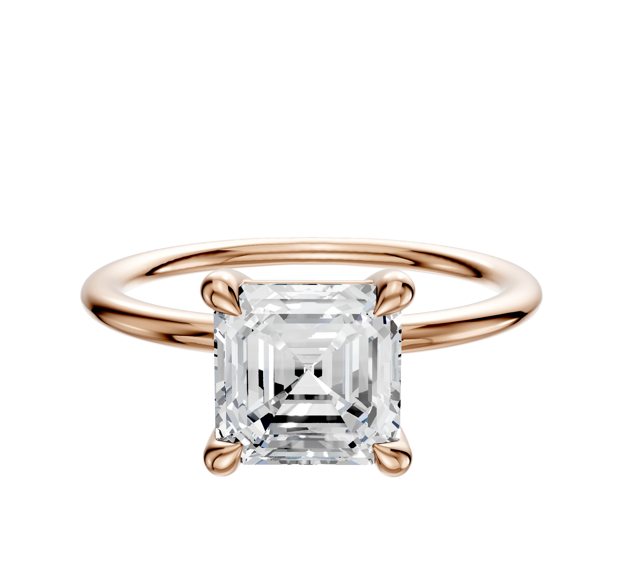 18K Rose Gold 4 Prong Basket Classic Dome 1.5mm Engagement Ring