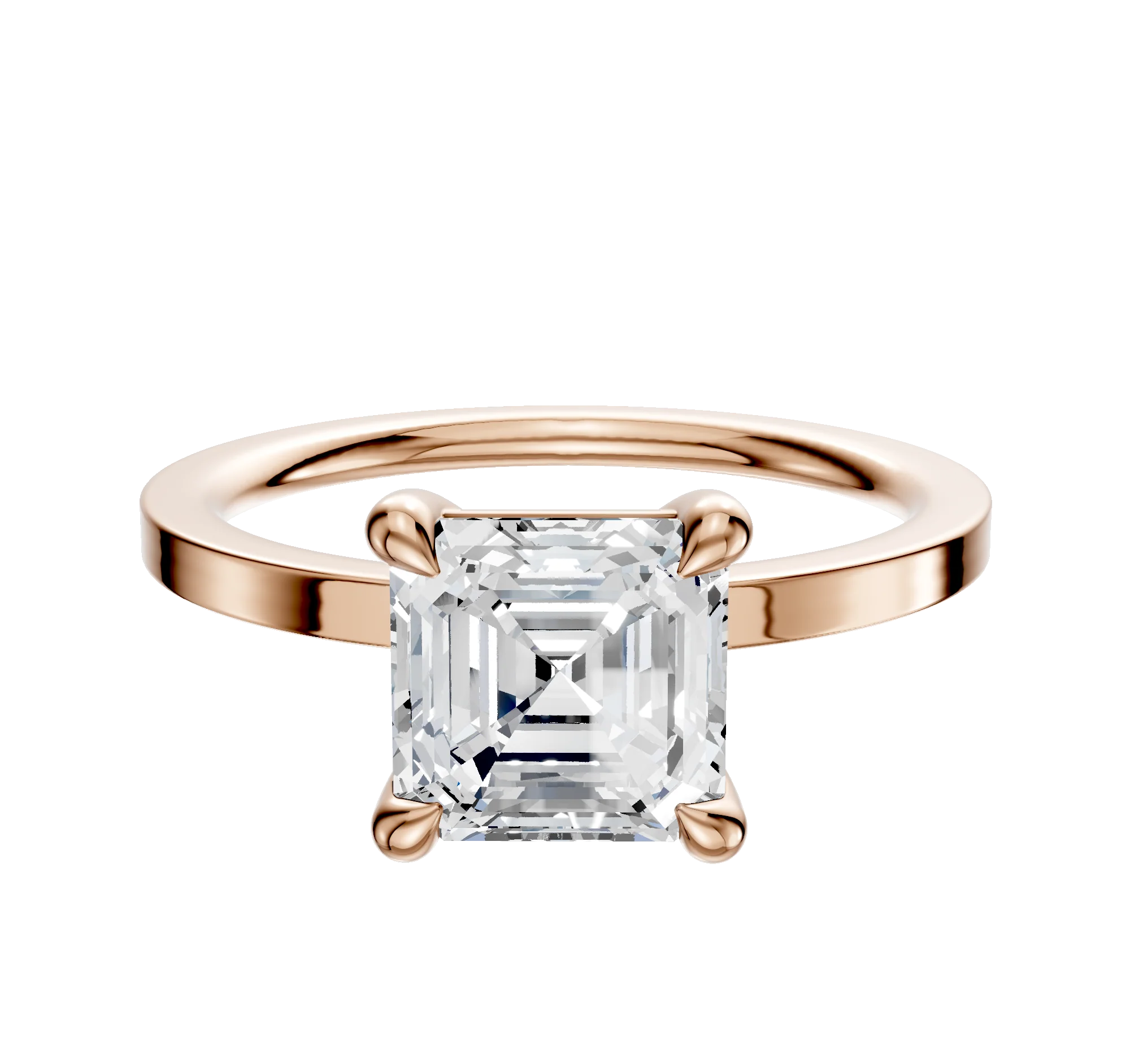 18K Rose Gold 4 Prong Basket Classic Flat 1.5mm Engagement Ring