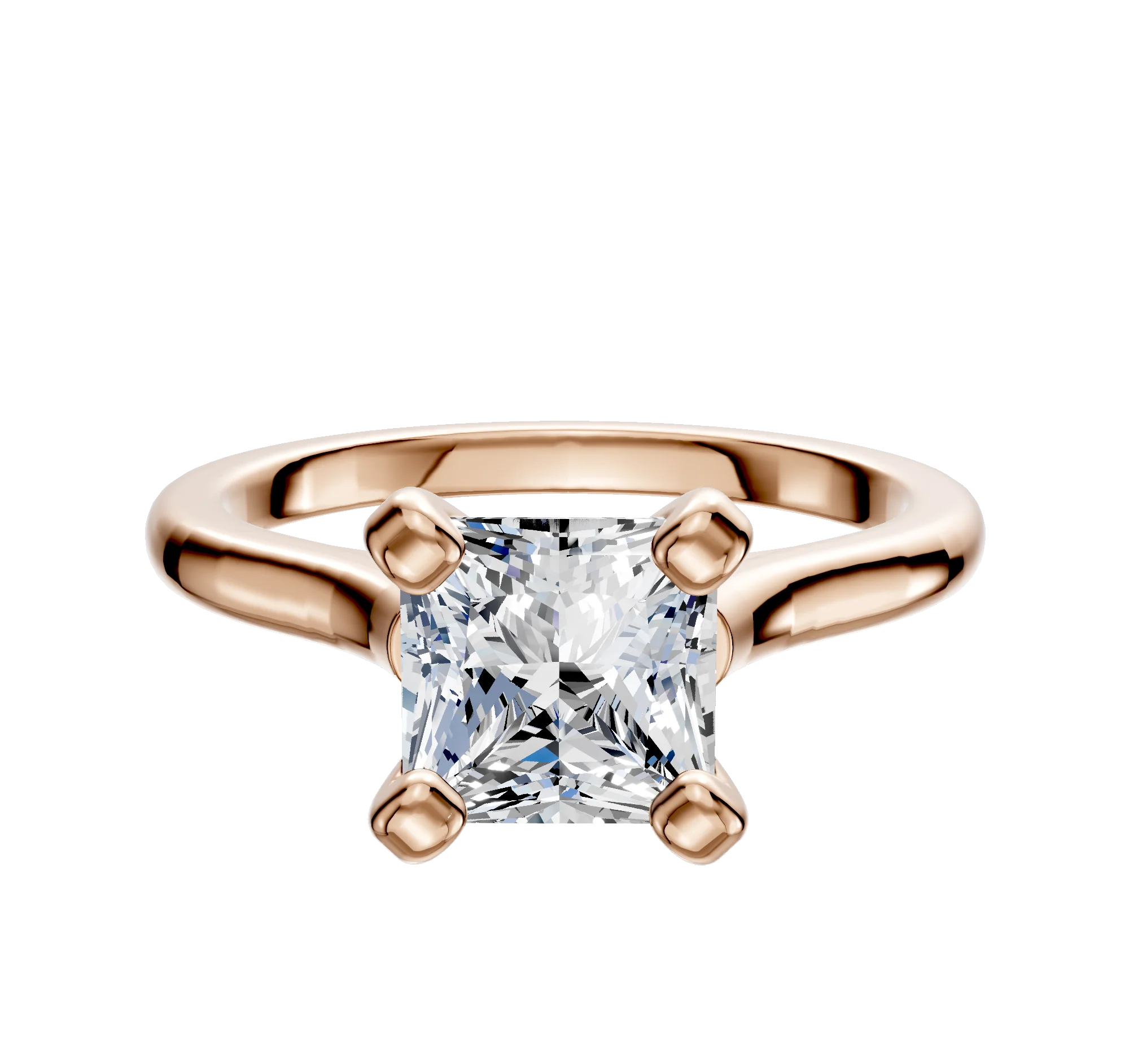 18K Rose Gold 4 Prong Cathedral Dome 2.0mm Engagement Ring