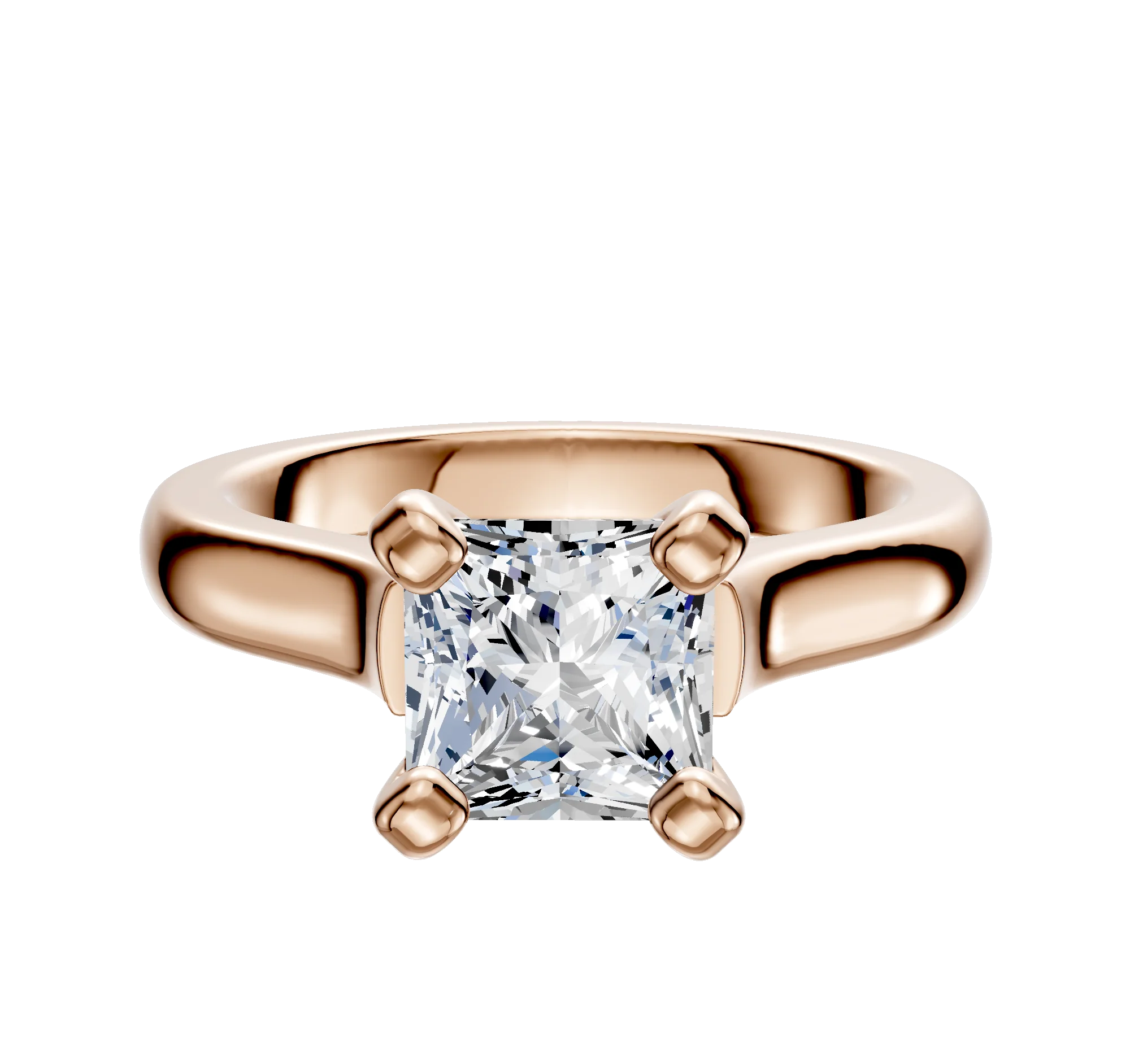 18K Rose Gold 4 Prong Cathedral Dome 3.0mm Engagement Ring