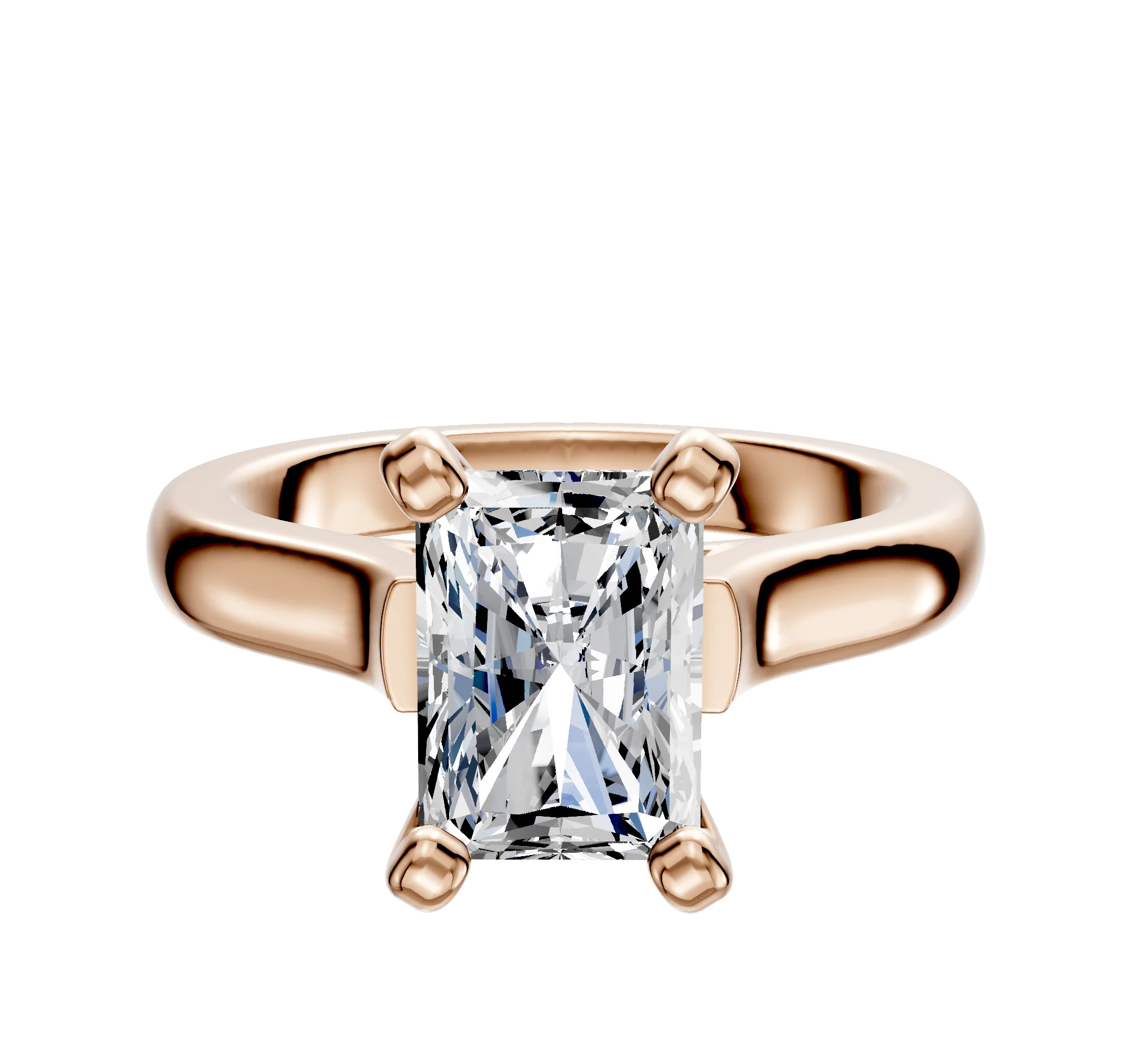 18K Rose Gold 4 Prong Cathedral Dome 3.0mm Engagement Ring